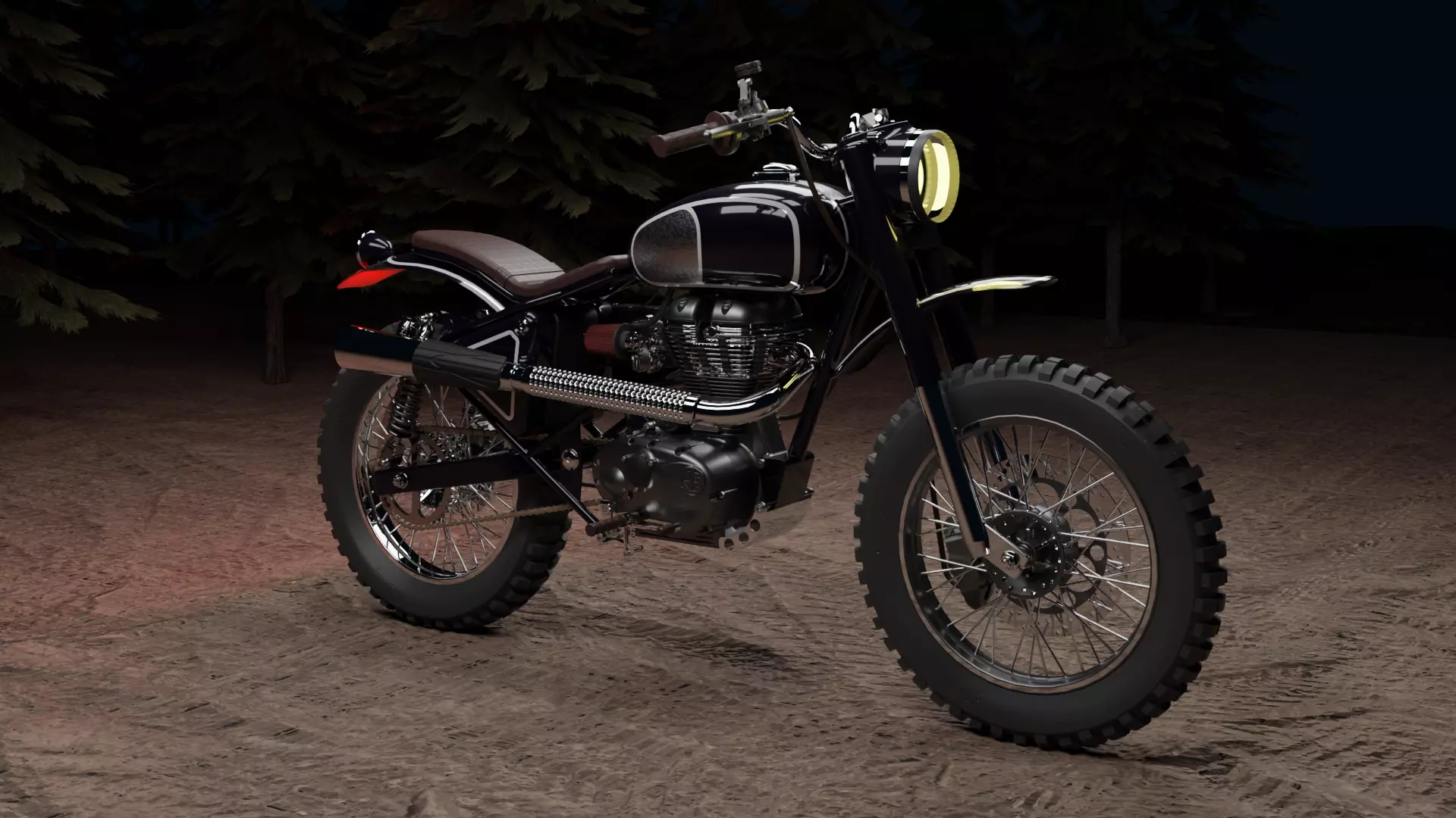 Custom Royal Enfield Scrambler Low-poly 3D model_0