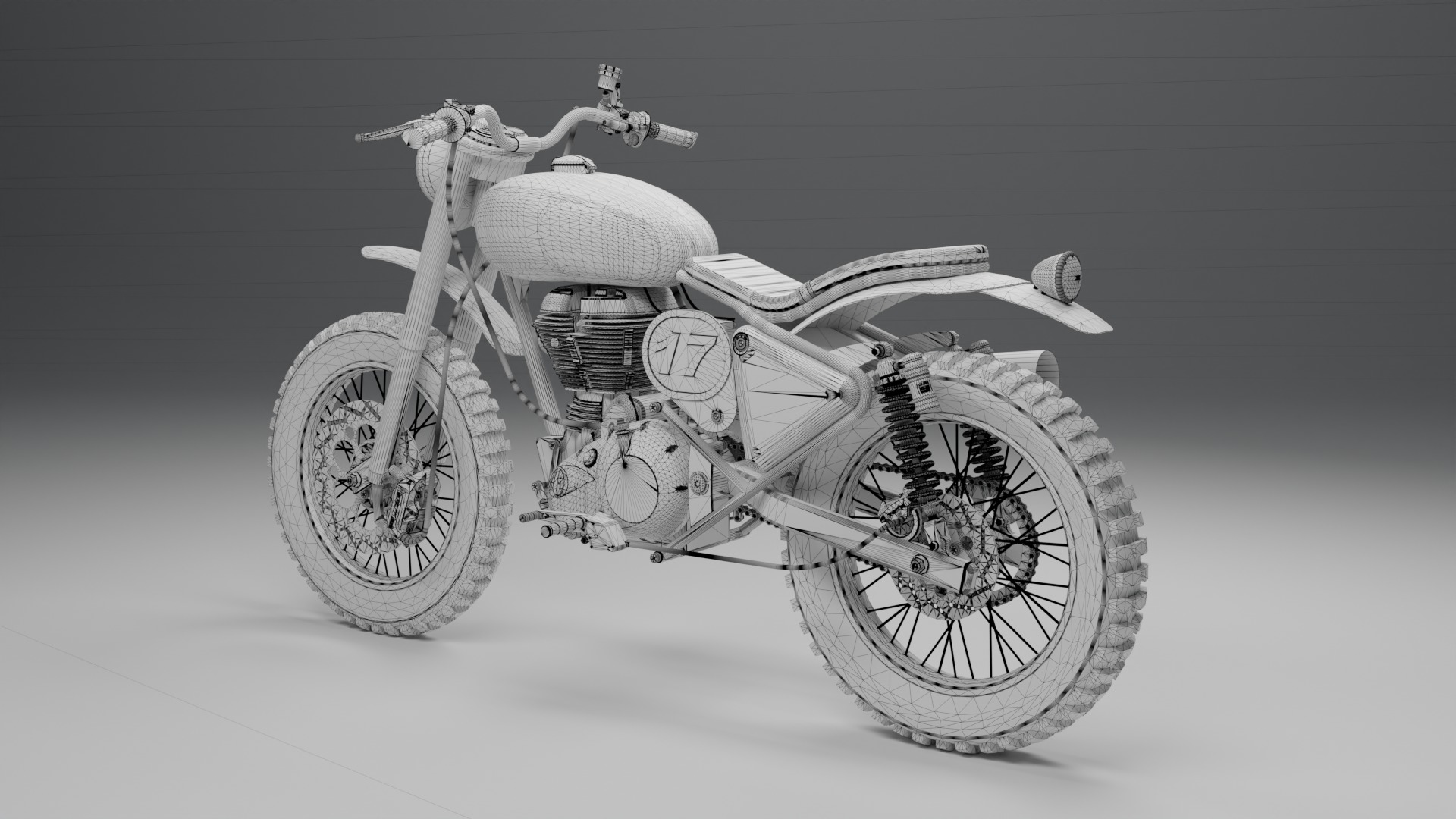 Custom Royal Enfield Scrambler Low-poly 3D model_13
