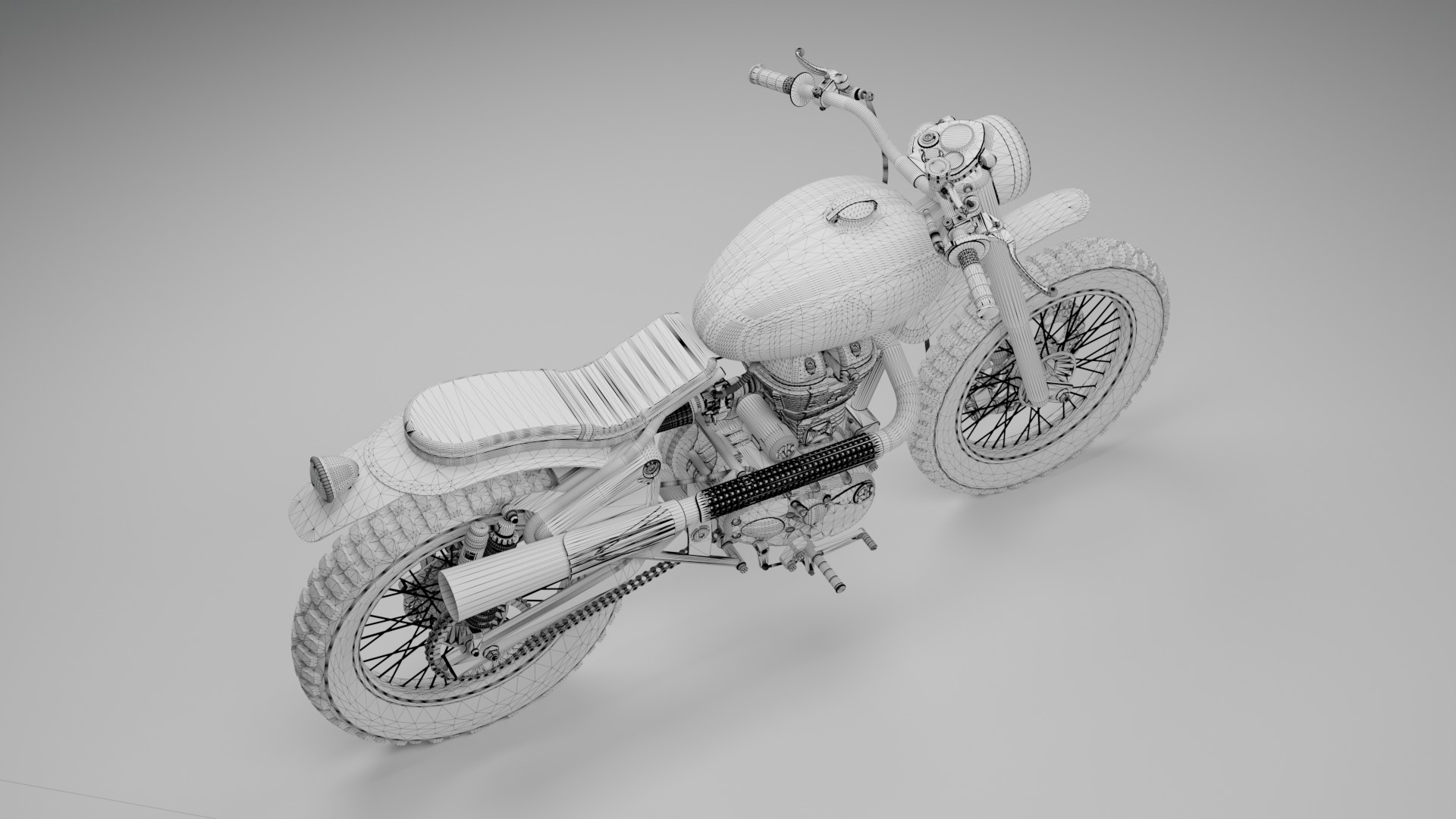 Custom Royal Enfield Scrambler Low-poly 3D model_12