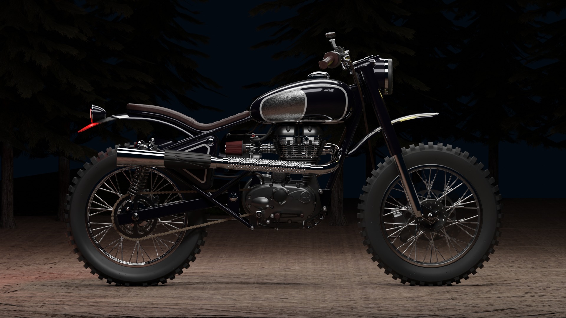 Custom Royal Enfield Scrambler Low-poly 3D model_2