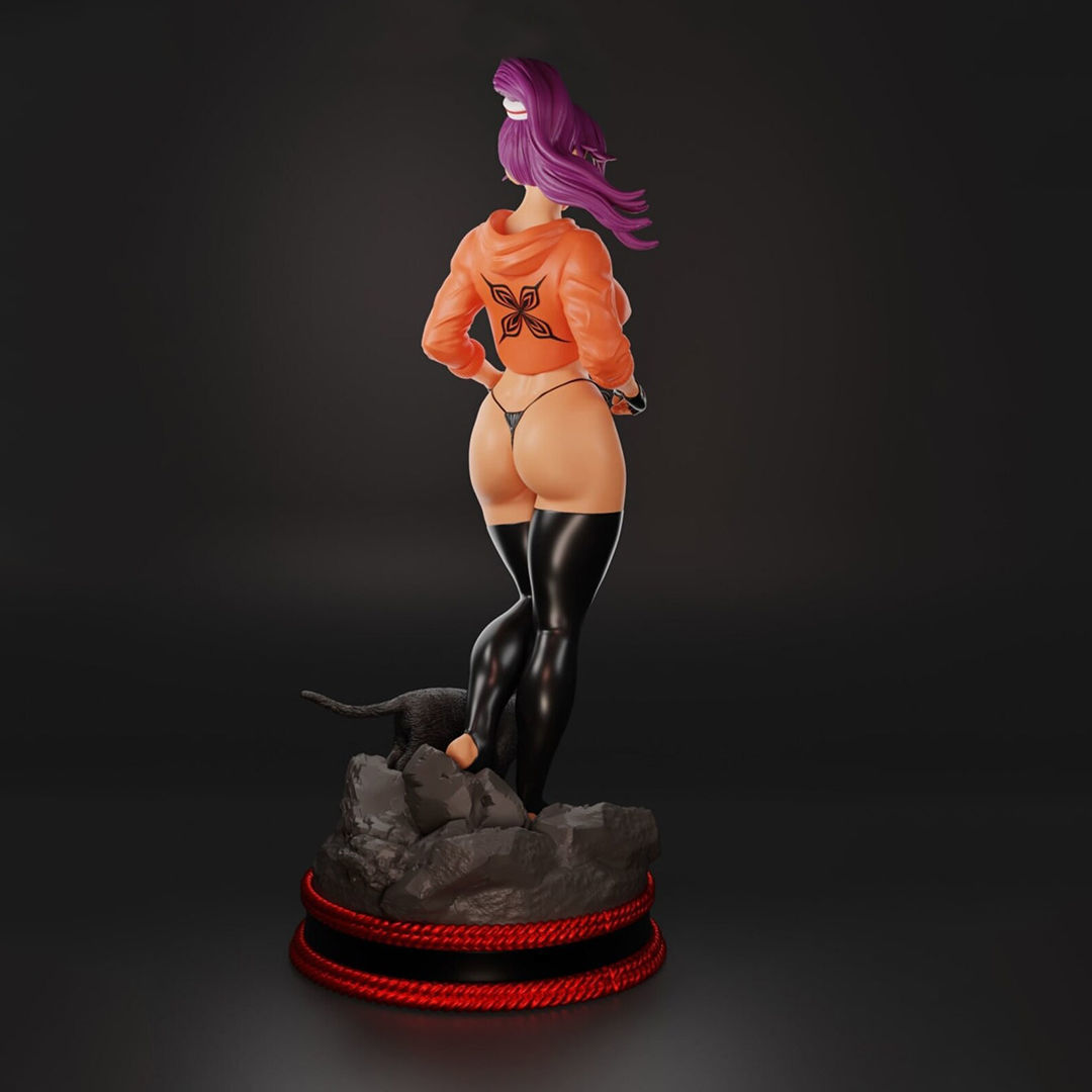 Sexy Yoruichi Shihoin with Cat Statue 3D Print Model 3D print model_2