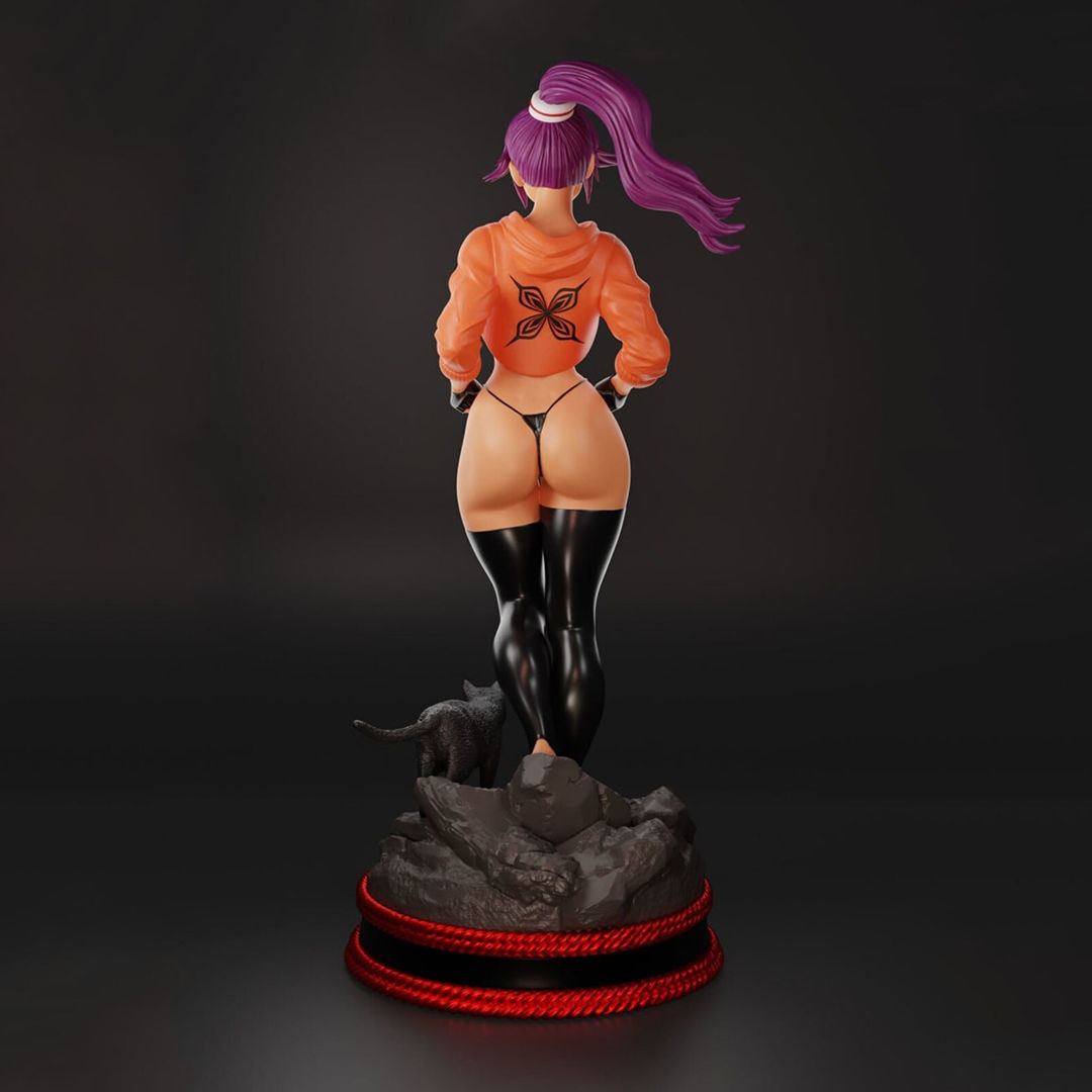Sexy Yoruichi Shihoin with Cat Statue 3D Print Model 3D print model_1