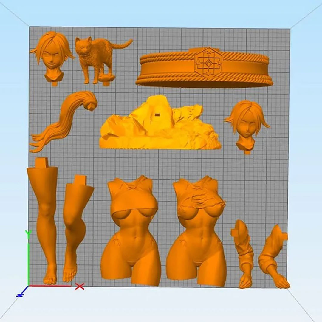 Sexy Yoruichi Shihoin with Cat Statue 3D Print Model 3D print model_6