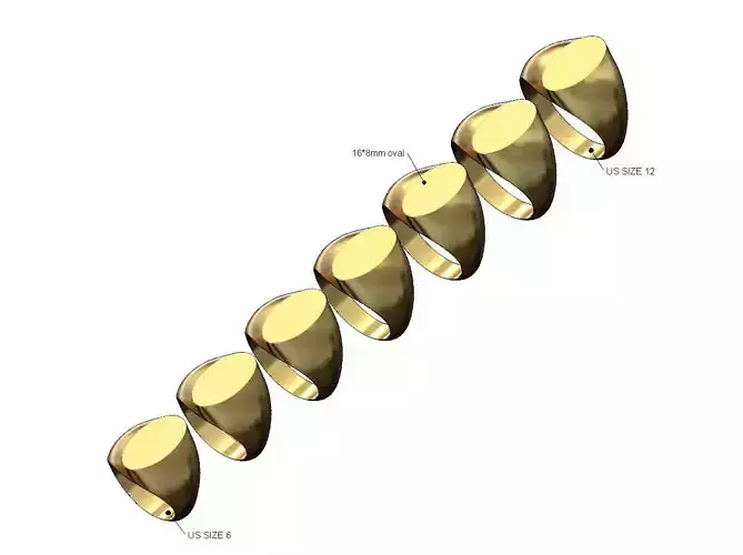 Oval 16x8mm engravable signet ring miniset US sizes 6to12