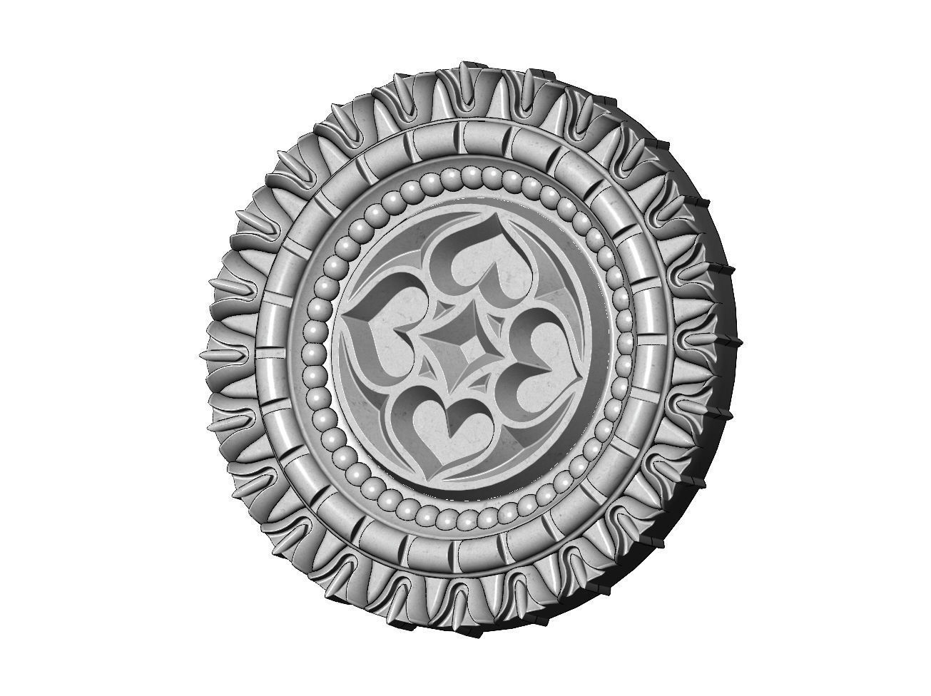 Gothic ornament N01 ceiling medallion rosette relief sculpture 3D print model_9