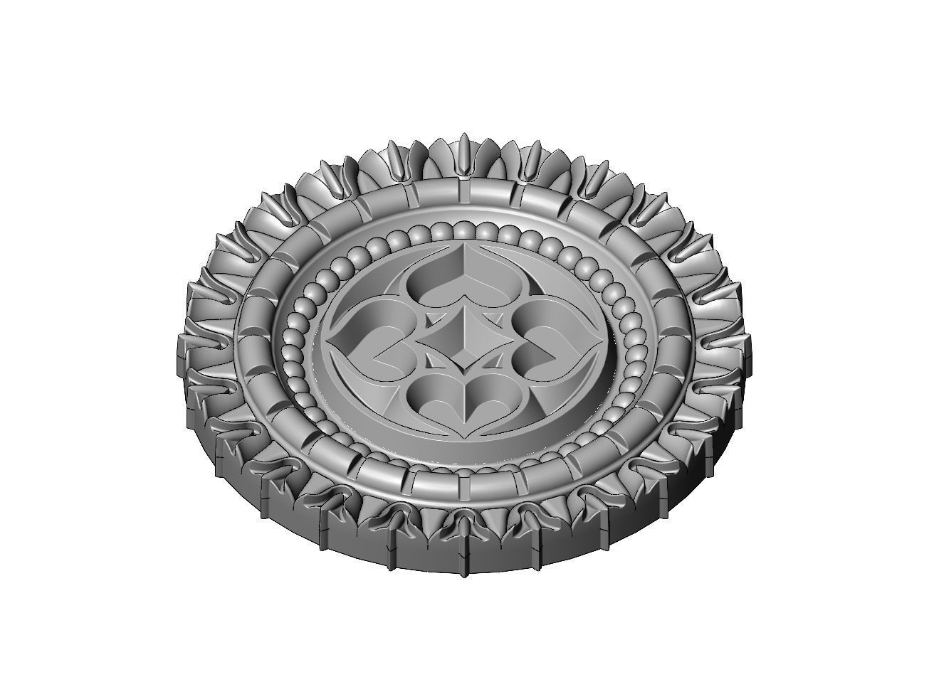 Gothic ornament N01 ceiling medallion rosette relief sculpture 3D print model_2