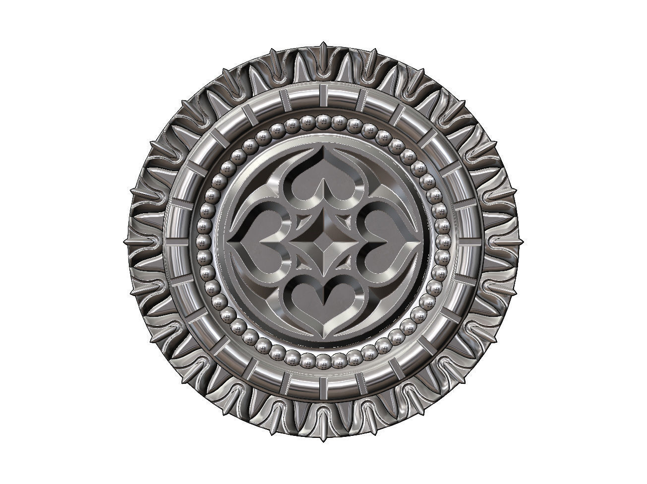 Gothic ornament N01 ceiling medallion rosette relief sculpture 3D print model_12