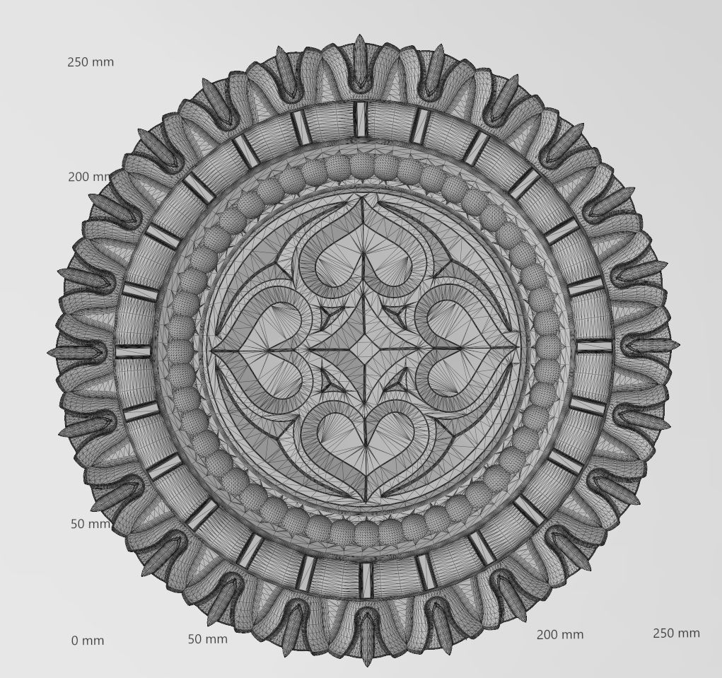 Gothic ornament N01 ceiling medallion rosette relief sculpture 3D print model_16