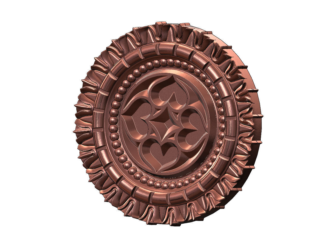 Gothic ornament N01 ceiling medallion rosette relief sculpture 3D print model_13