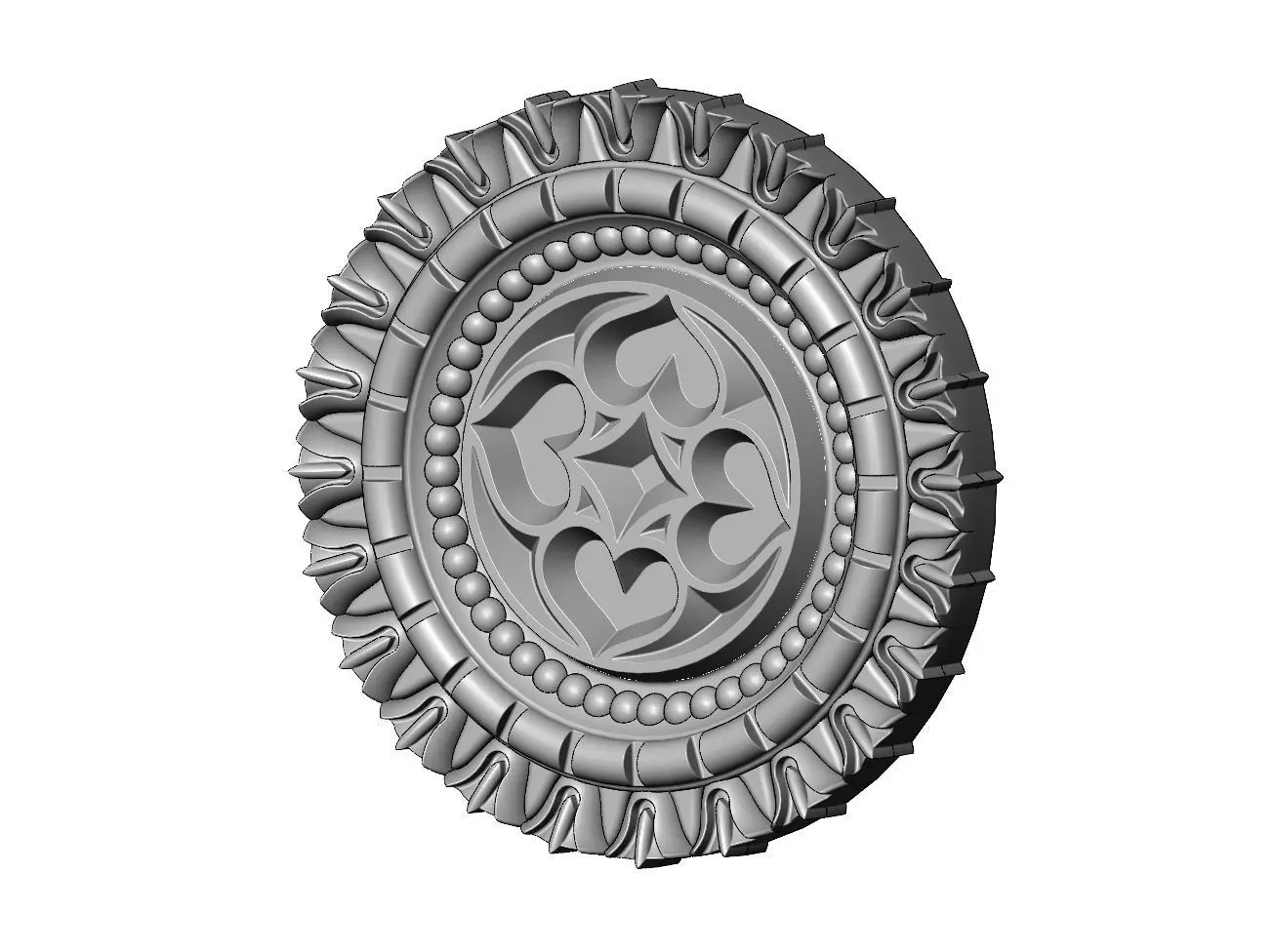 Gothic ornament N01 ceiling medallion rosette relief sculpture 3D print model_0