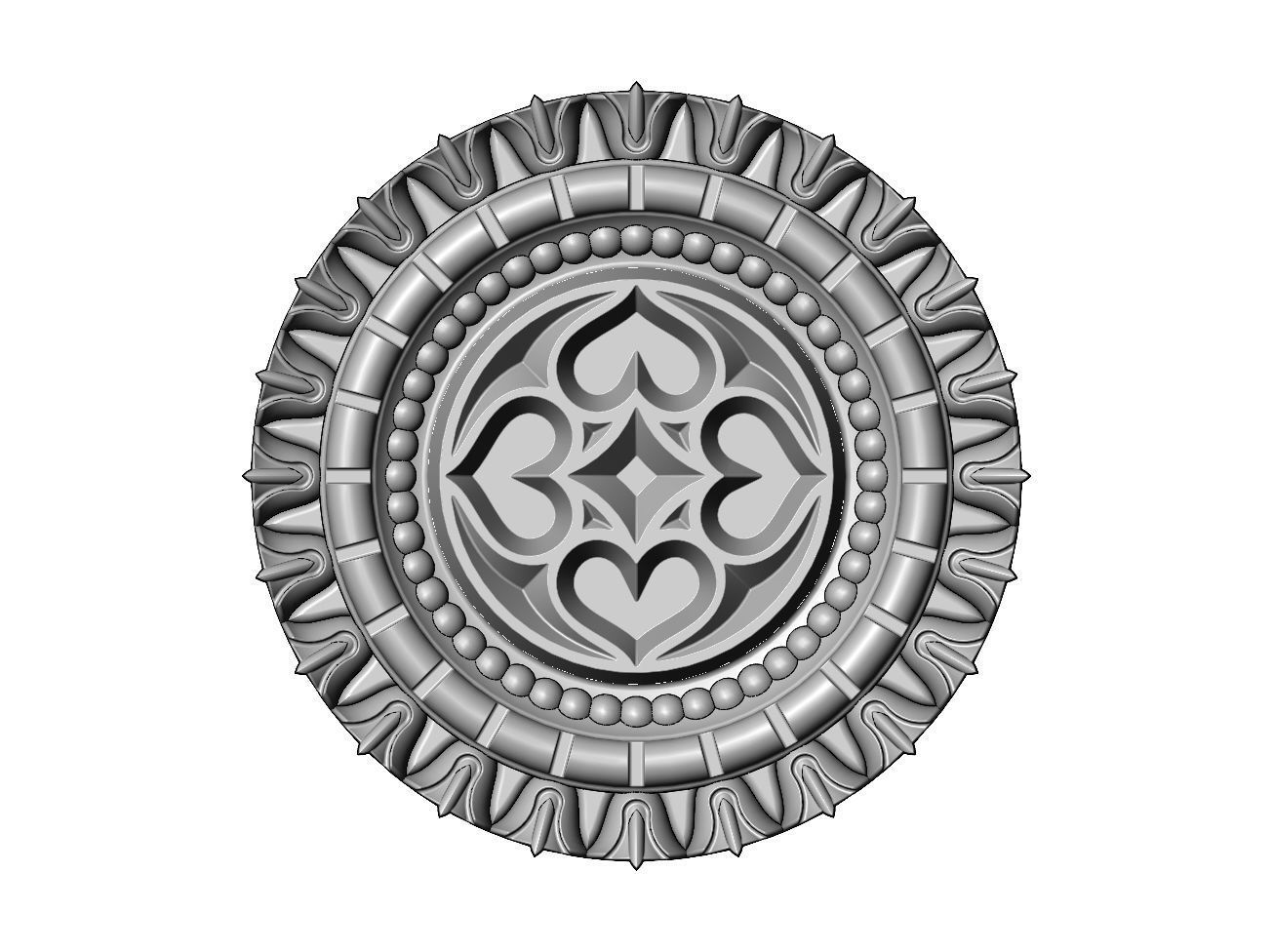 Gothic ornament N01 ceiling medallion rosette relief sculpture 3D print model_1