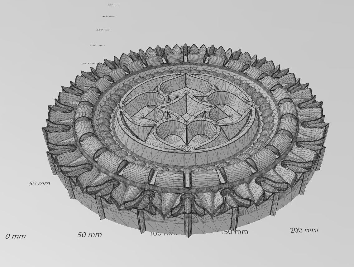 Gothic ornament N01 ceiling medallion rosette relief sculpture 3D print model_17