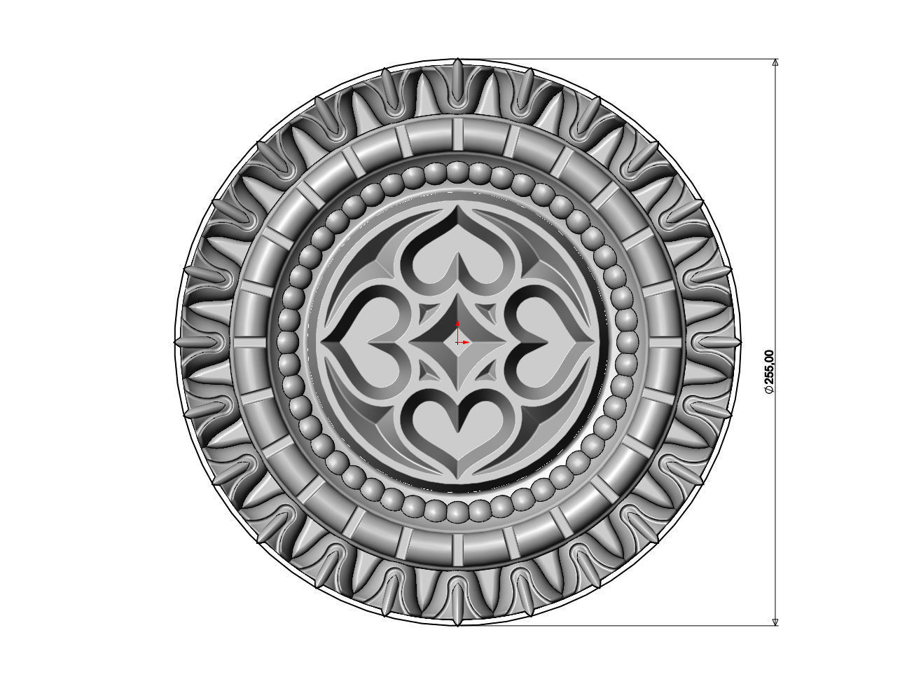 Gothic ornament N01 ceiling medallion rosette relief sculpture 3D print model_6