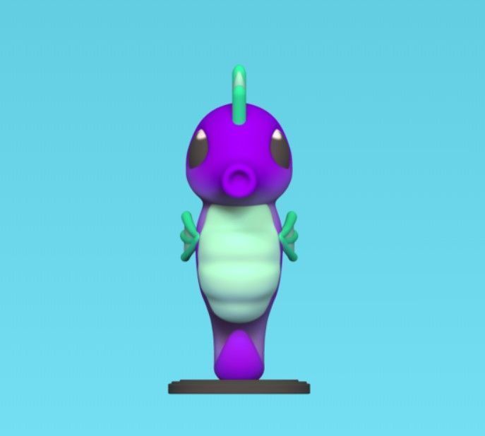 Seahorse Cartoon 3D print model_3