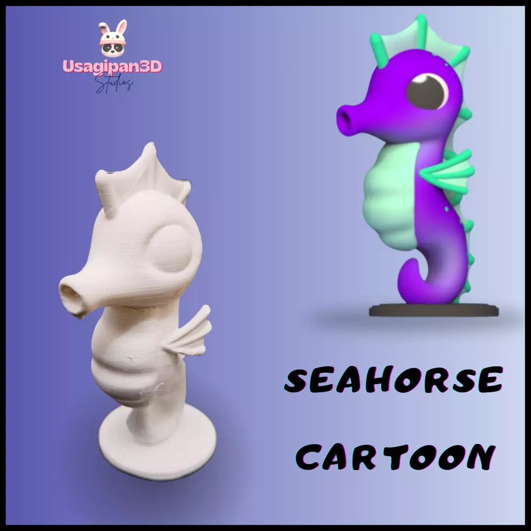 Seahorse Cartoon 3D print model_0