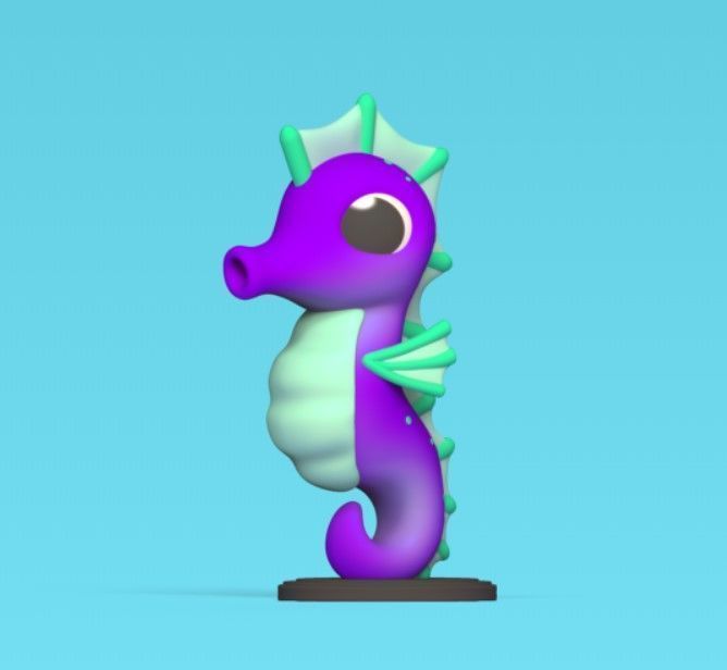 Seahorse Cartoon 3D print model_2