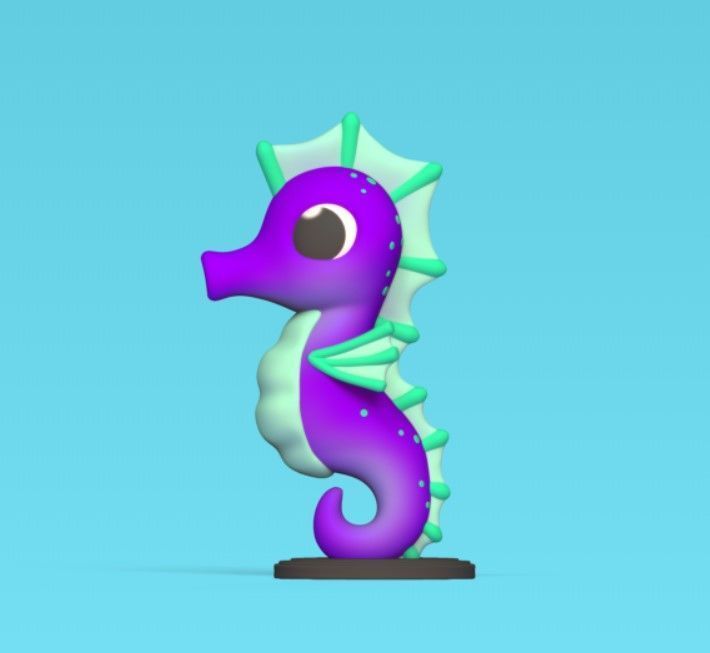 Seahorse Cartoon 3D print model_1