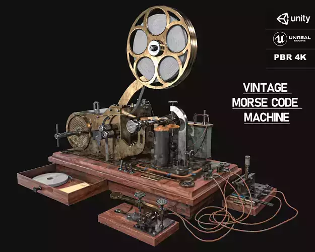 Vintage Morse Code Machine  Low-poly 3D model