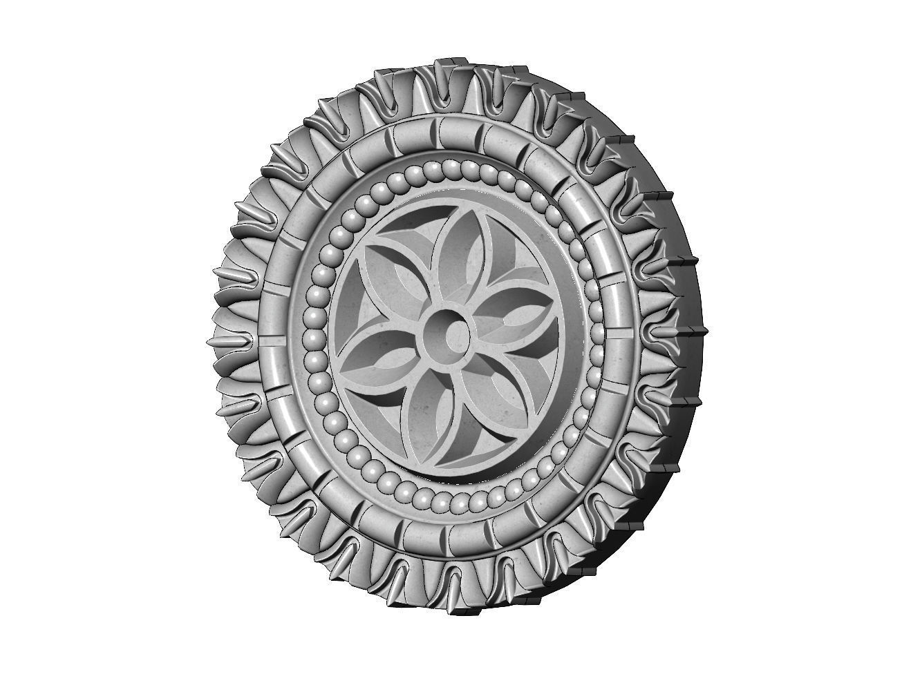 Gothic ornament N02 ceiling medallion rosette relief sculpture  3D print model_8