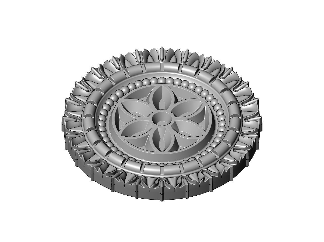 Gothic ornament N02 ceiling medallion rosette relief sculpture  3D print model_2