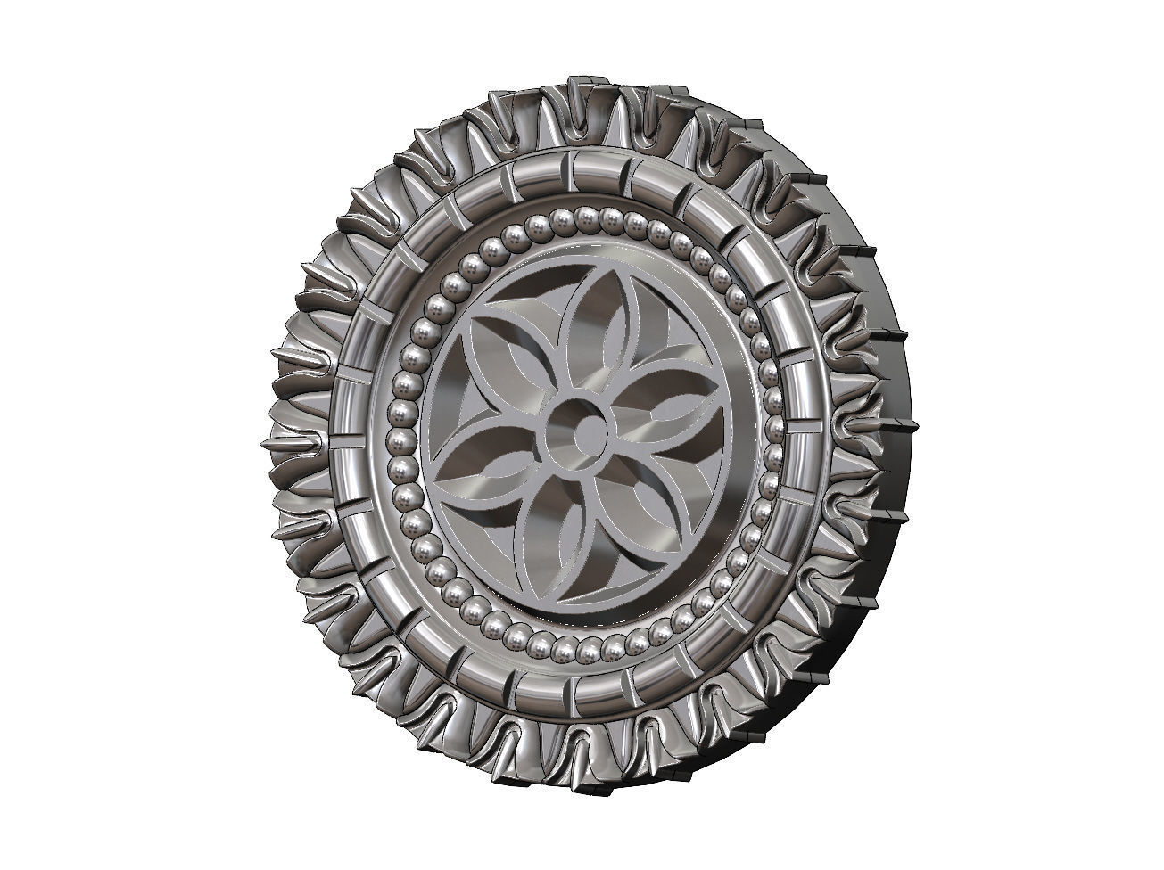 Gothic ornament N02 ceiling medallion rosette relief sculpture  3D print model_12
