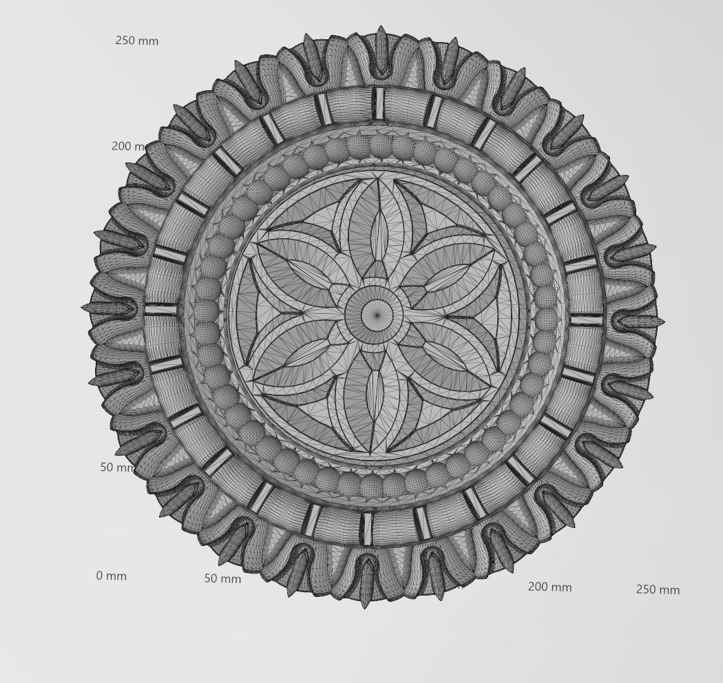Gothic ornament N02 ceiling medallion rosette relief sculpture  3D print model_16