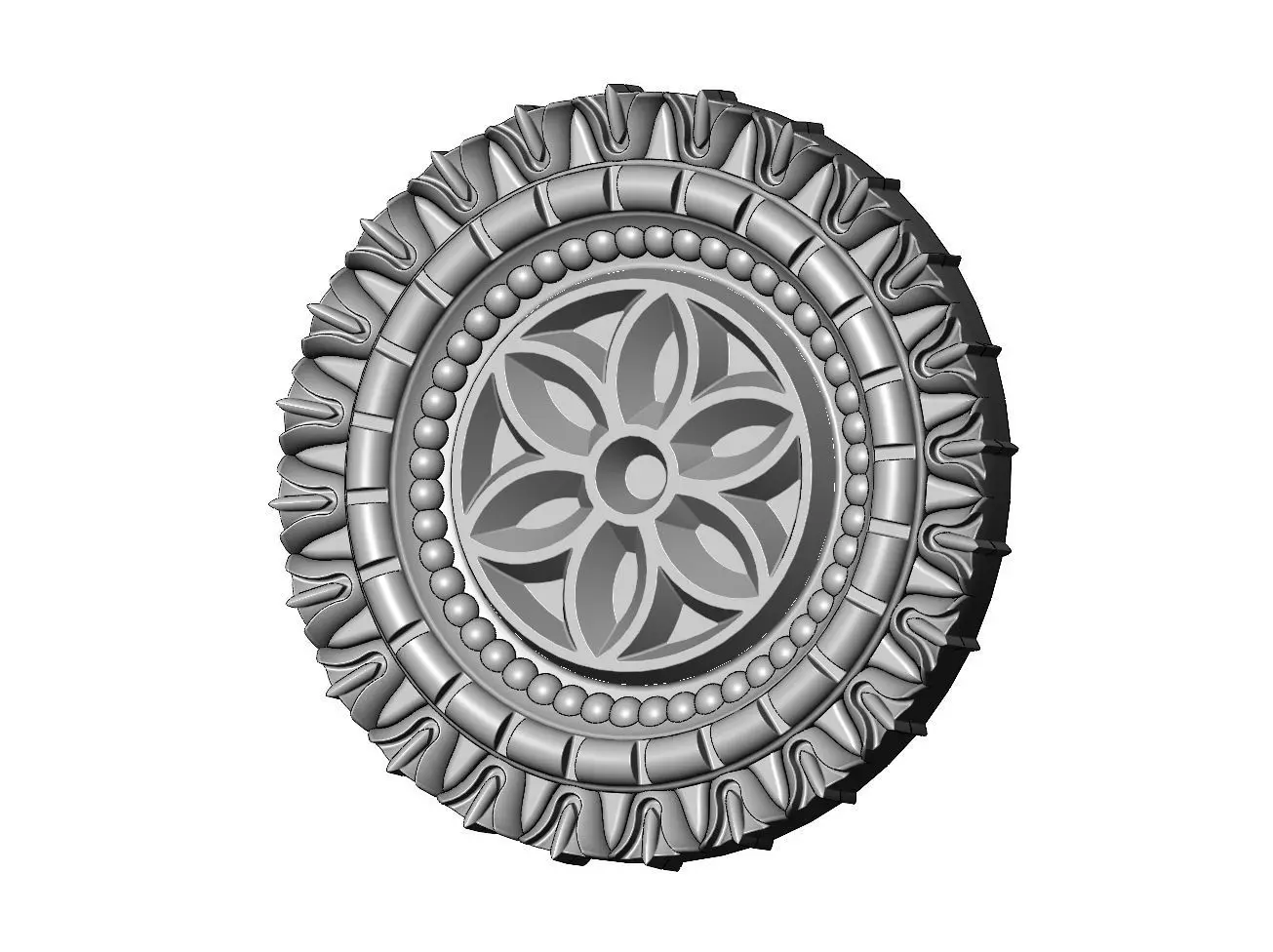 Gothic ornament N02 ceiling medallion rosette relief sculpture  3D print model_0