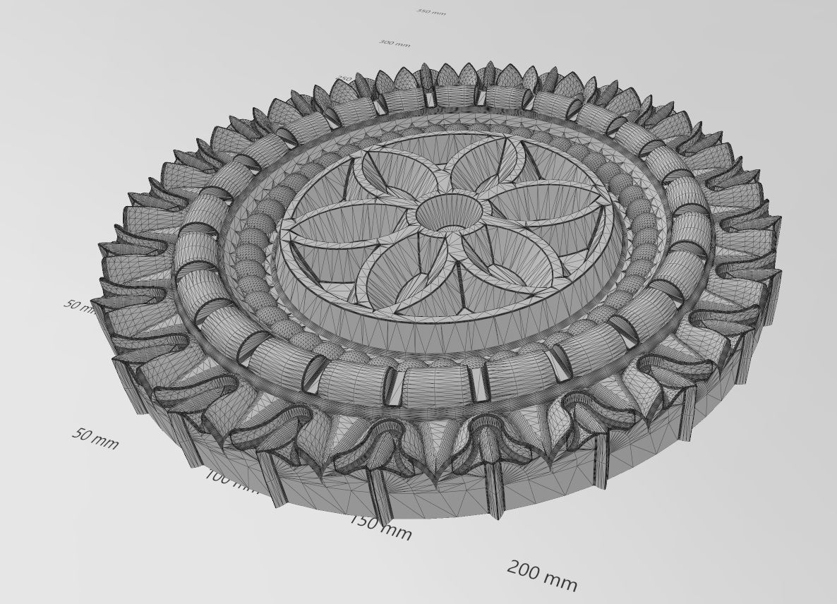 Gothic ornament N02 ceiling medallion rosette relief sculpture  3D print model_17