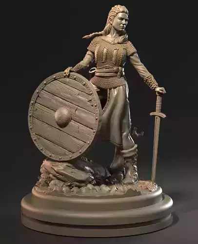 SHIELD MAIDEN VIKING FEMALE WARRIOR 75MM 32MM  3D print model
