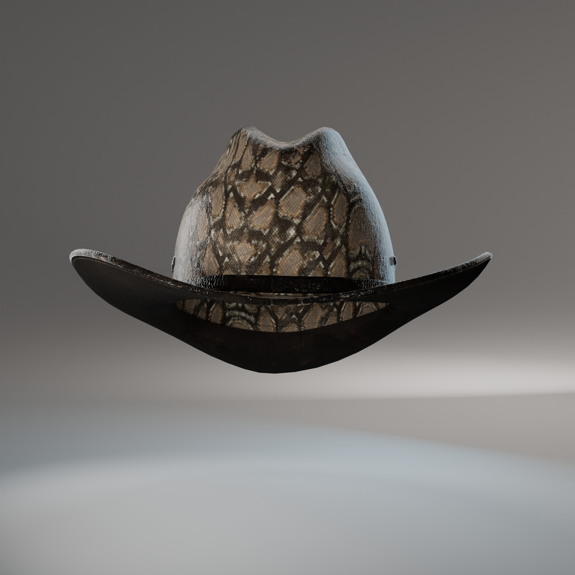 3D model of a cowboy hat with snakeskin texture Low-poly 3D model_1