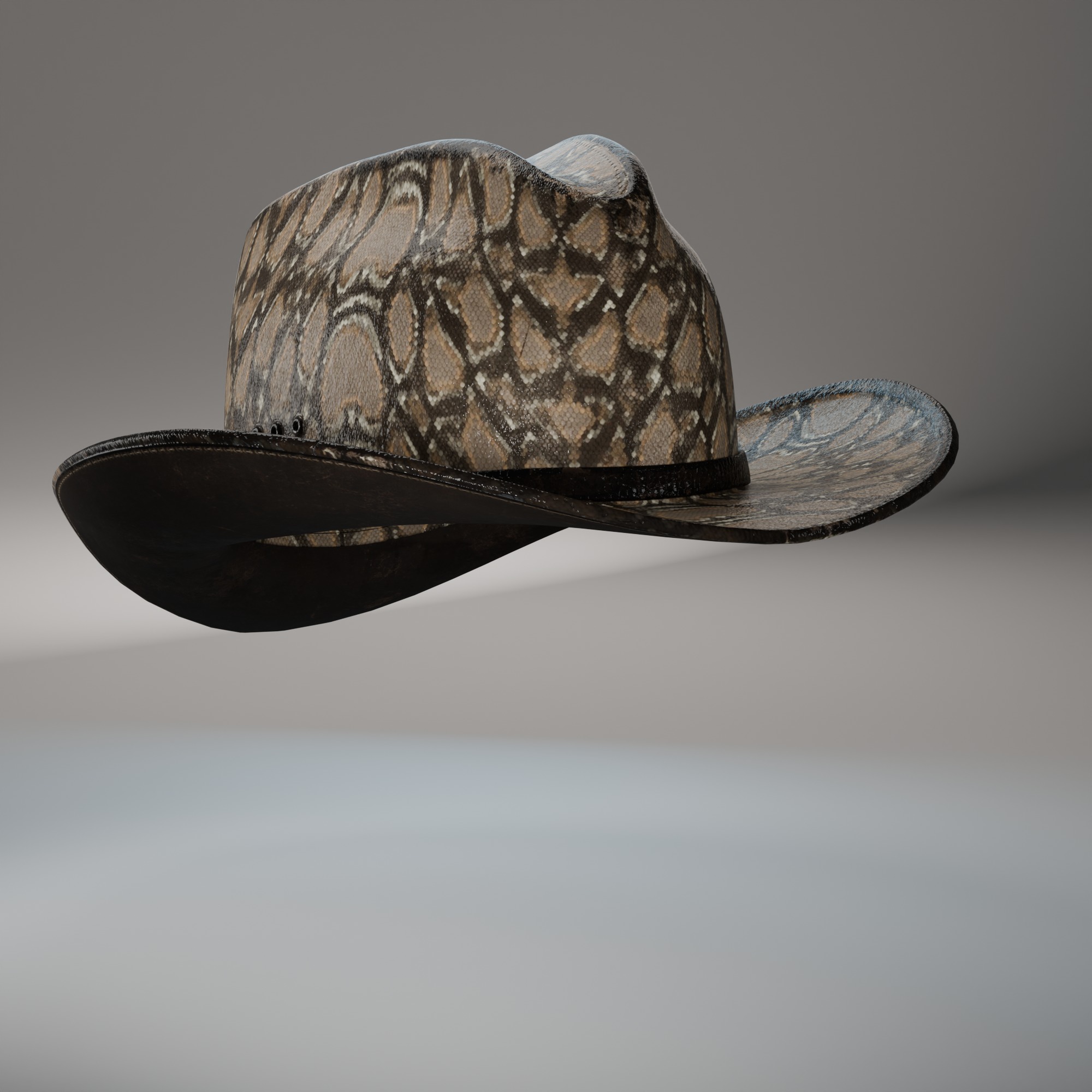 3D model of a cowboy hat with snakeskin texture Low-poly 3D model_4