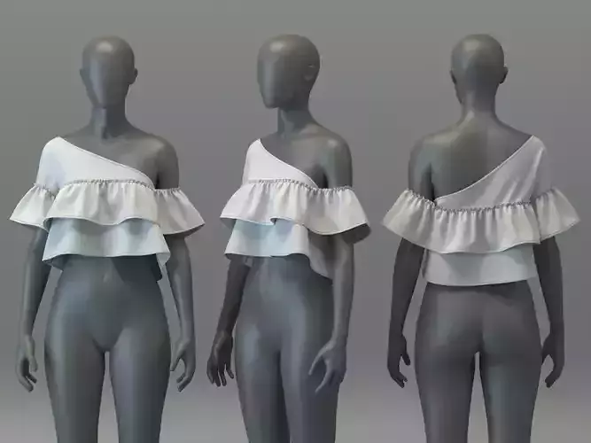 One Shoulder Top with Ruffles