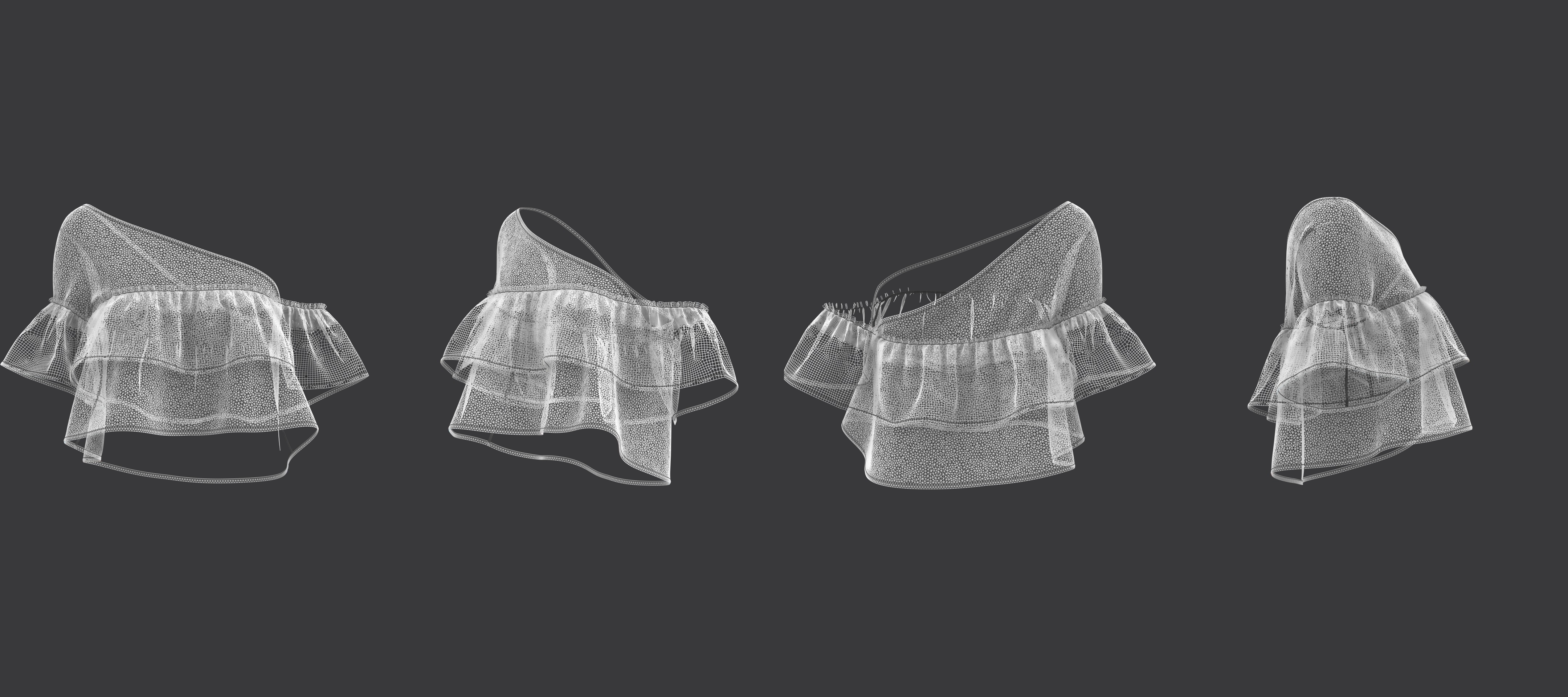 One Shoulder Top with Ruffles 3D model_8