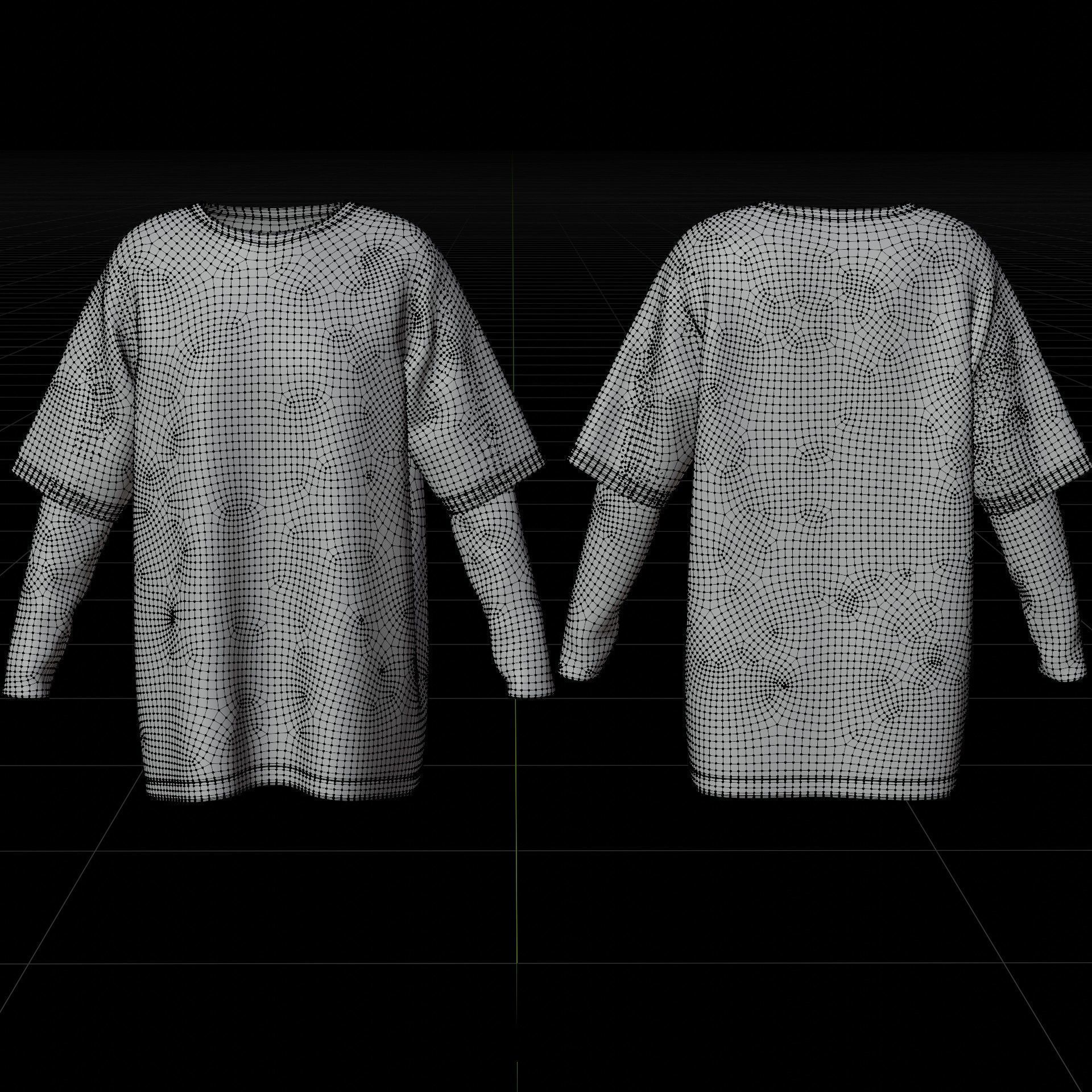 Punk Oversized Stripes Shirt - Harajuku Long Sleeves T-shirt  3D model_13