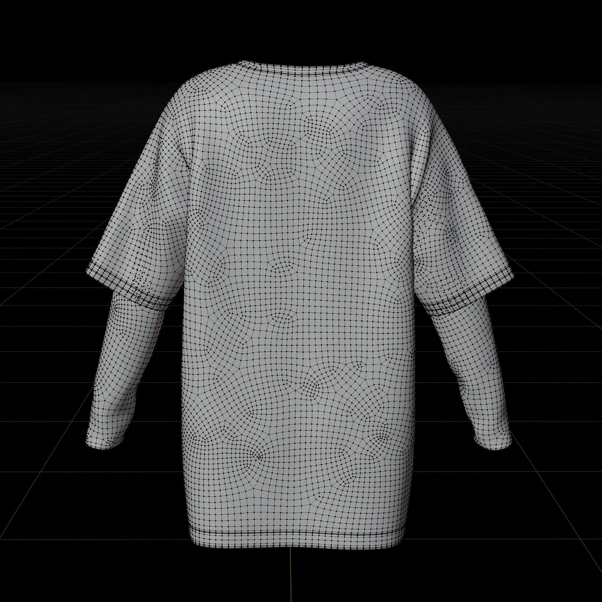 Punk Oversized Stripes Shirt - Harajuku Long Sleeves T-shirt  3D model_18