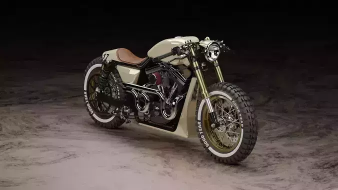 Custom Harley Davidson Cafe Racer Low-poly 3D model
