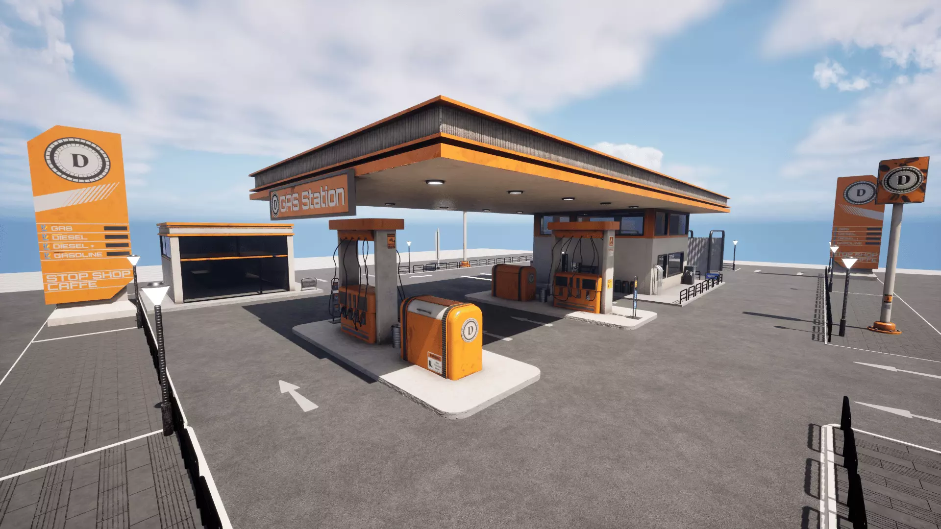 Gas Station  Low-poly 3D model_0