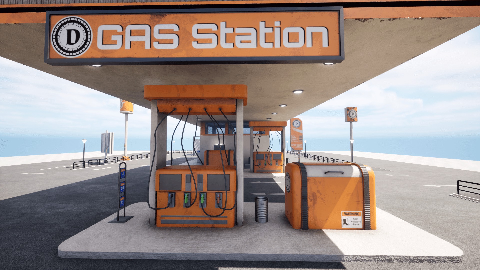 Gas Station  Low-poly 3D model_21