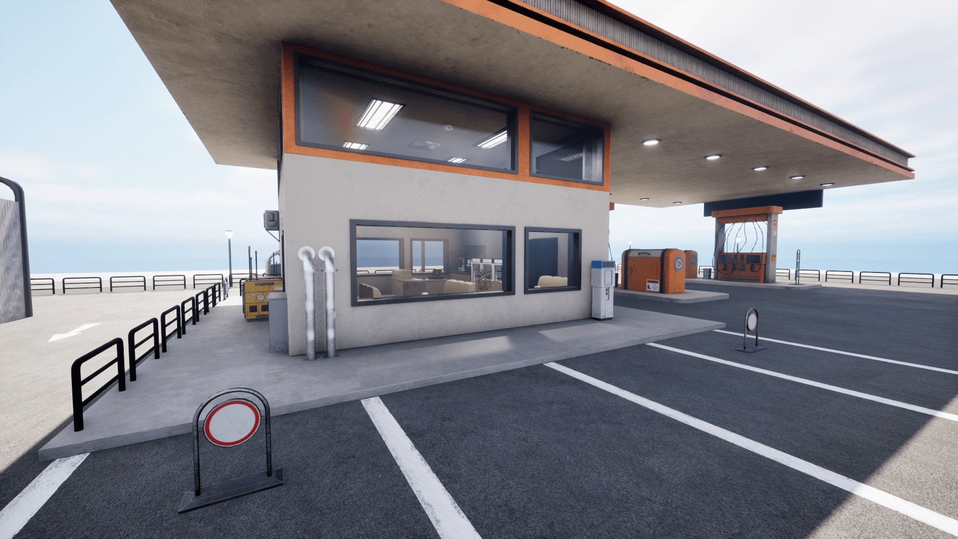 Gas Station  Low-poly 3D model_16