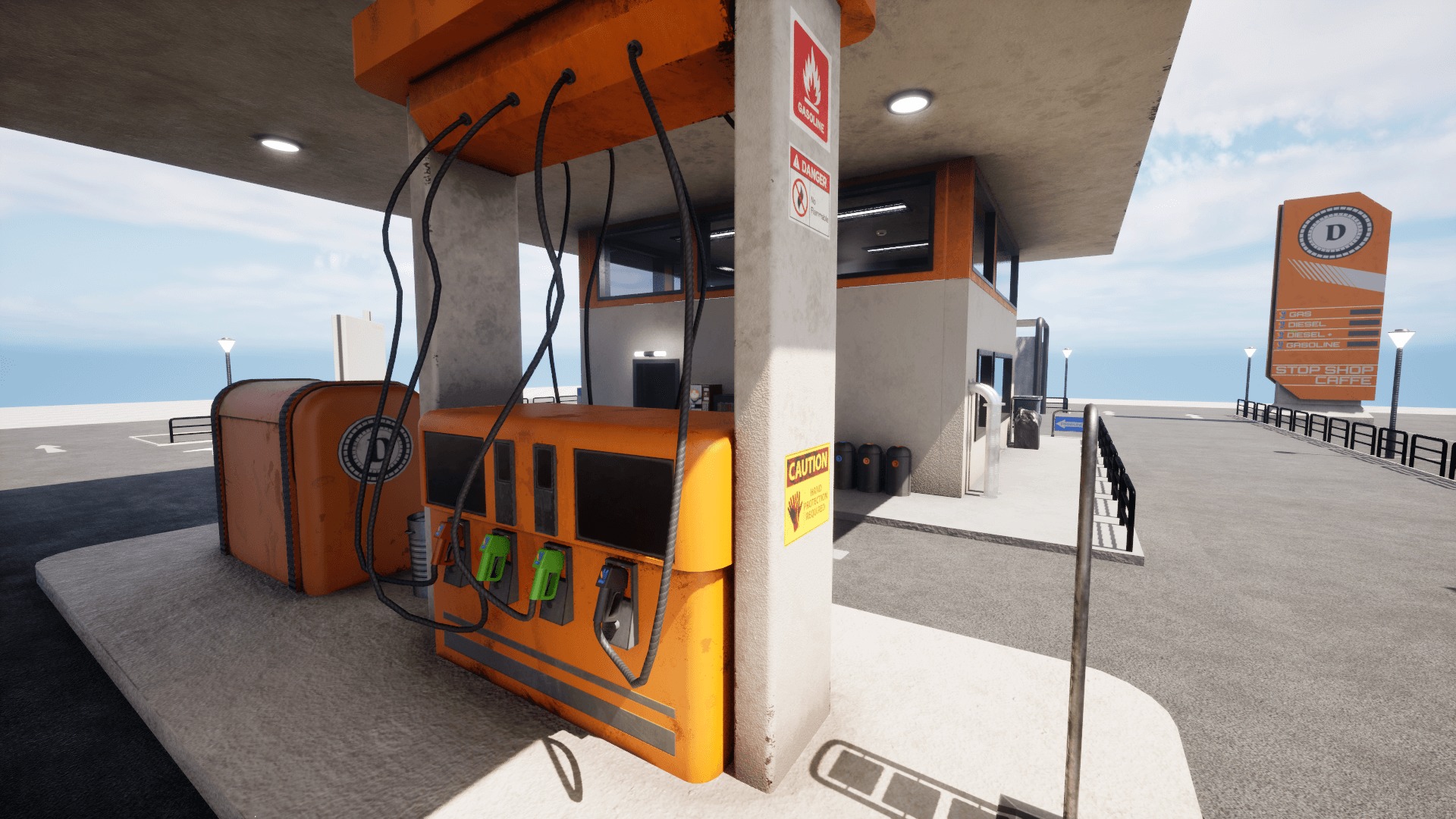 Gas Station  Low-poly 3D model_3