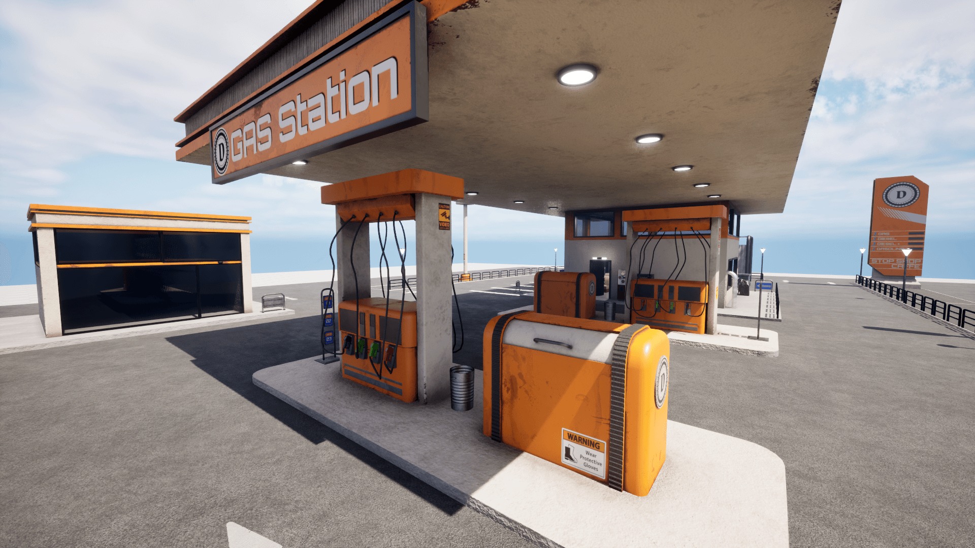 Gas Station  Low-poly 3D model_1