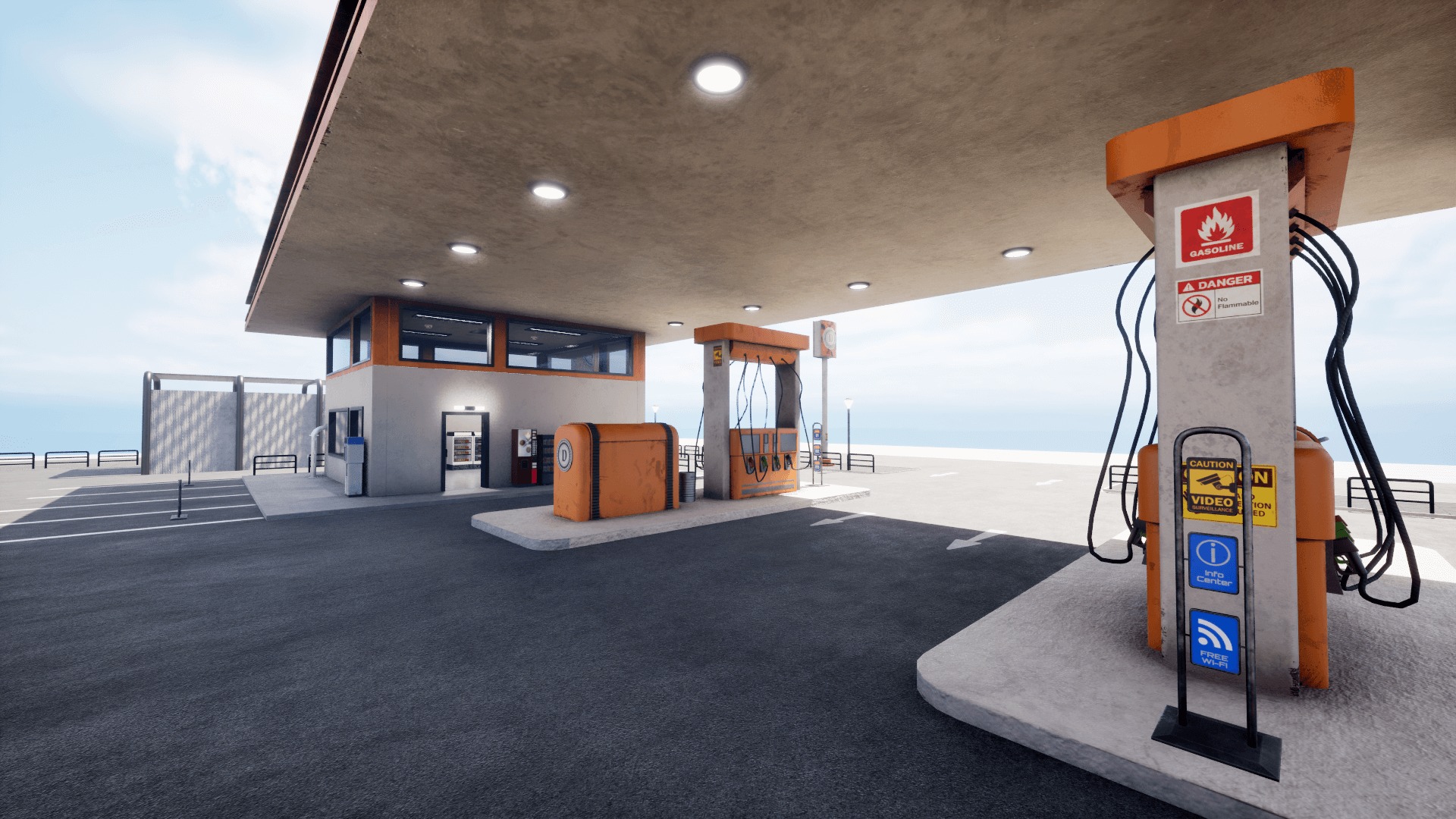 Gas Station  Low-poly 3D model_4