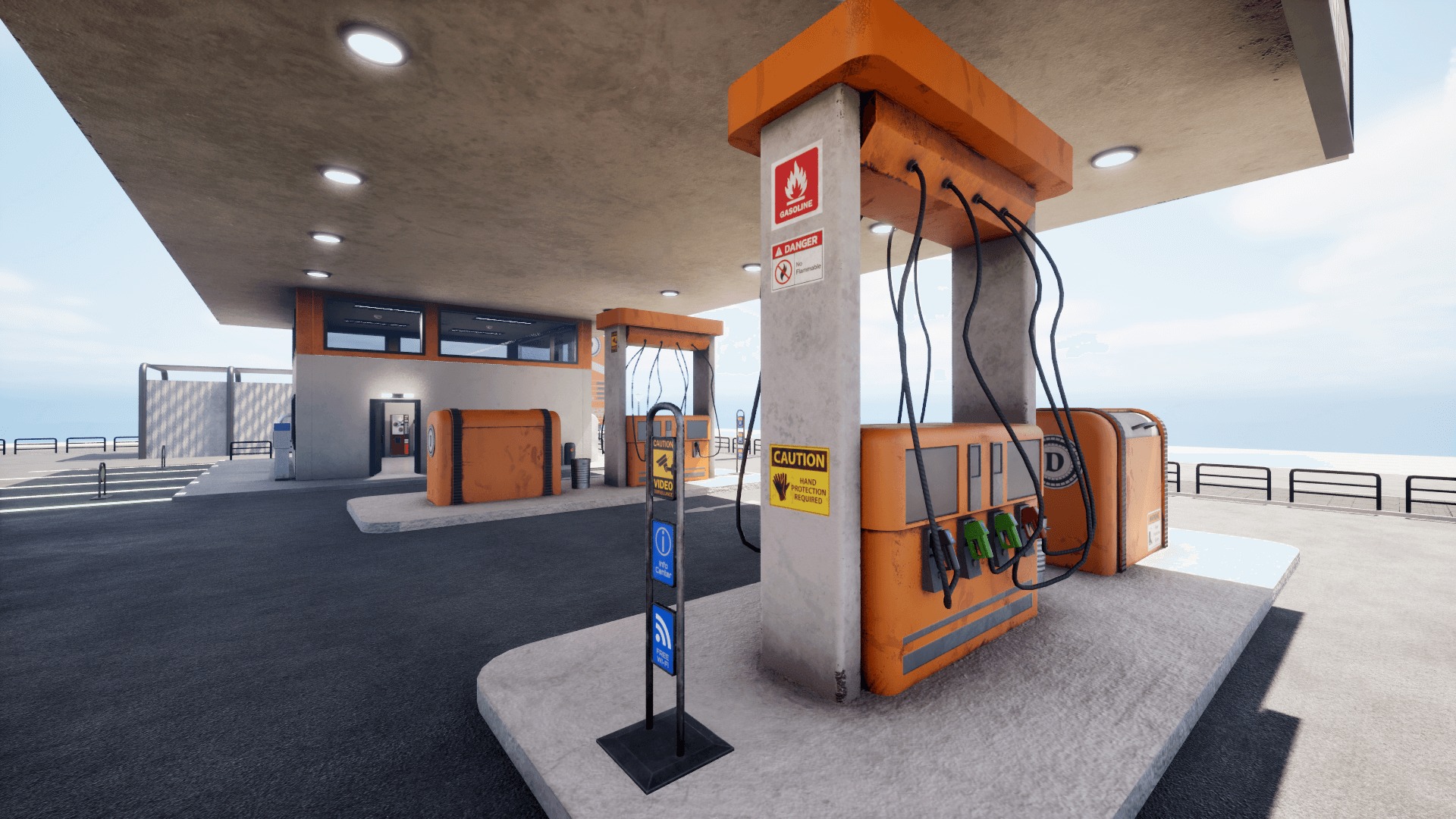 Gas Station  Low-poly 3D model_2