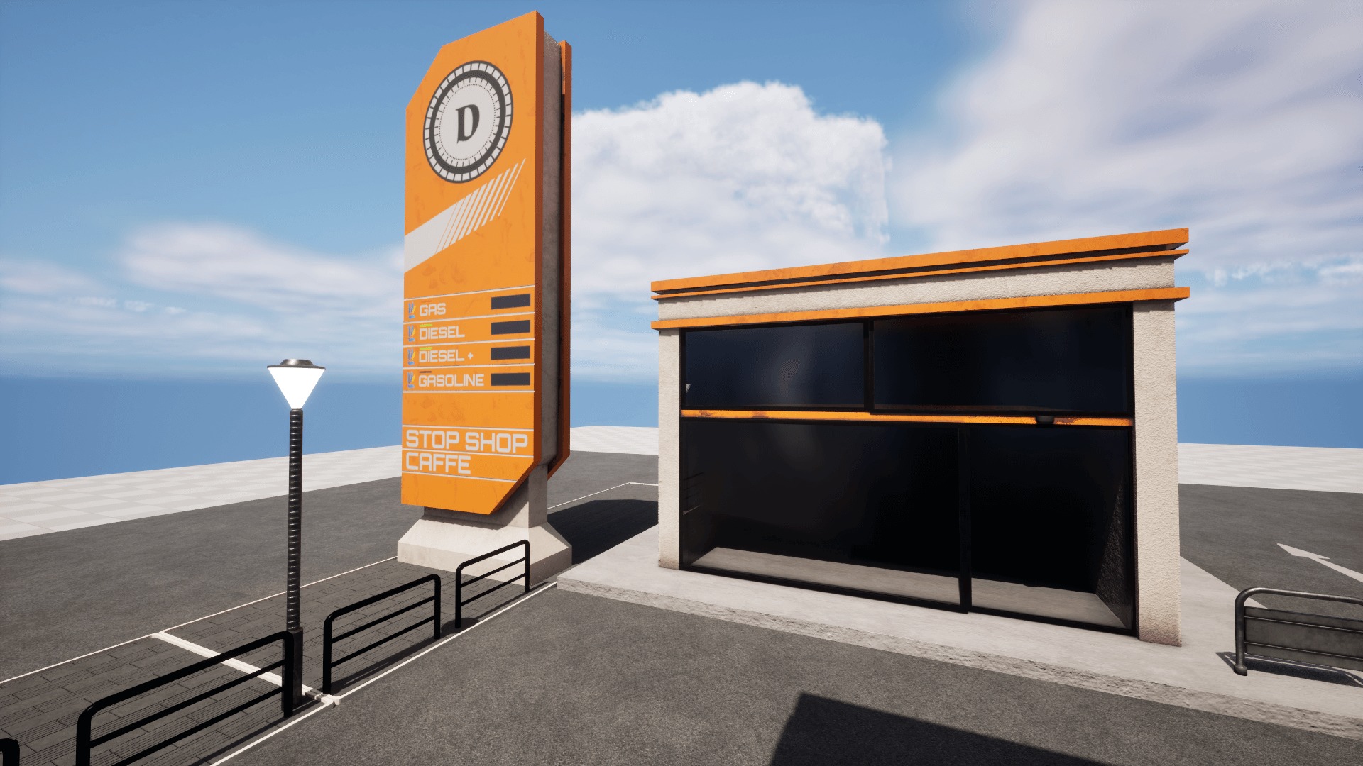Gas Station  Low-poly 3D model_11