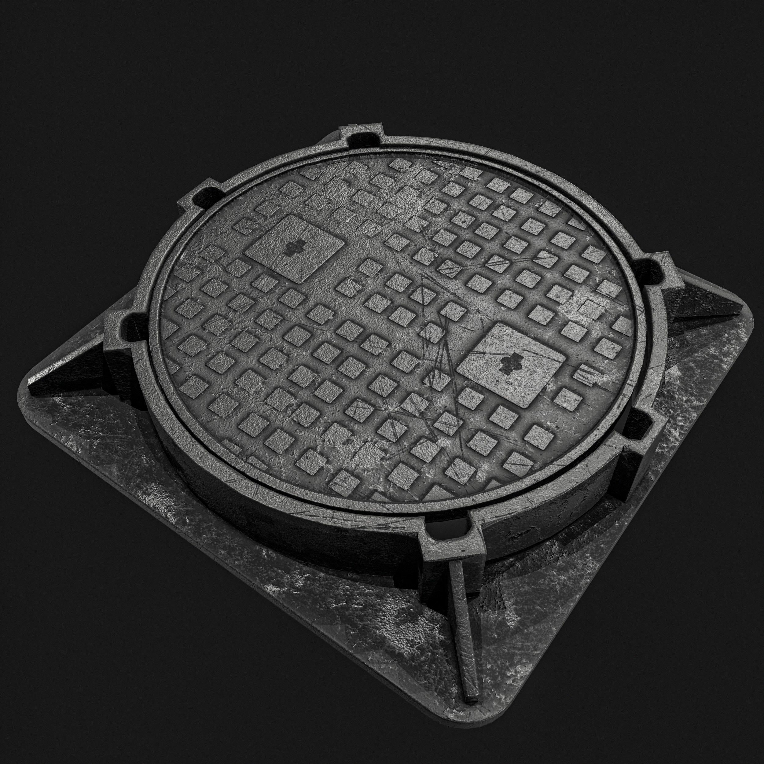 Manhole and Ground Tunnel Low-poly 3D model_3