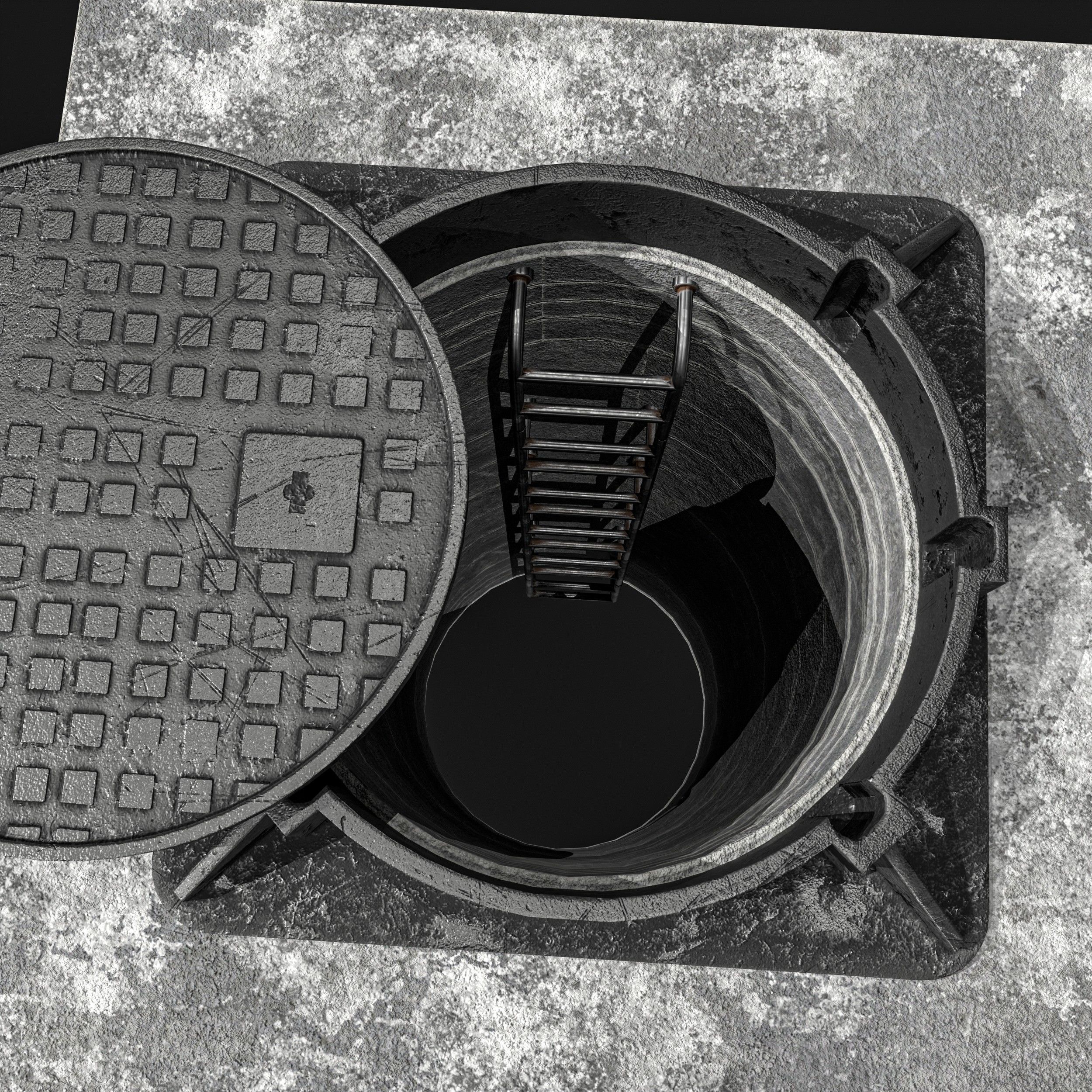 Manhole and Ground Tunnel Low-poly 3D model_6