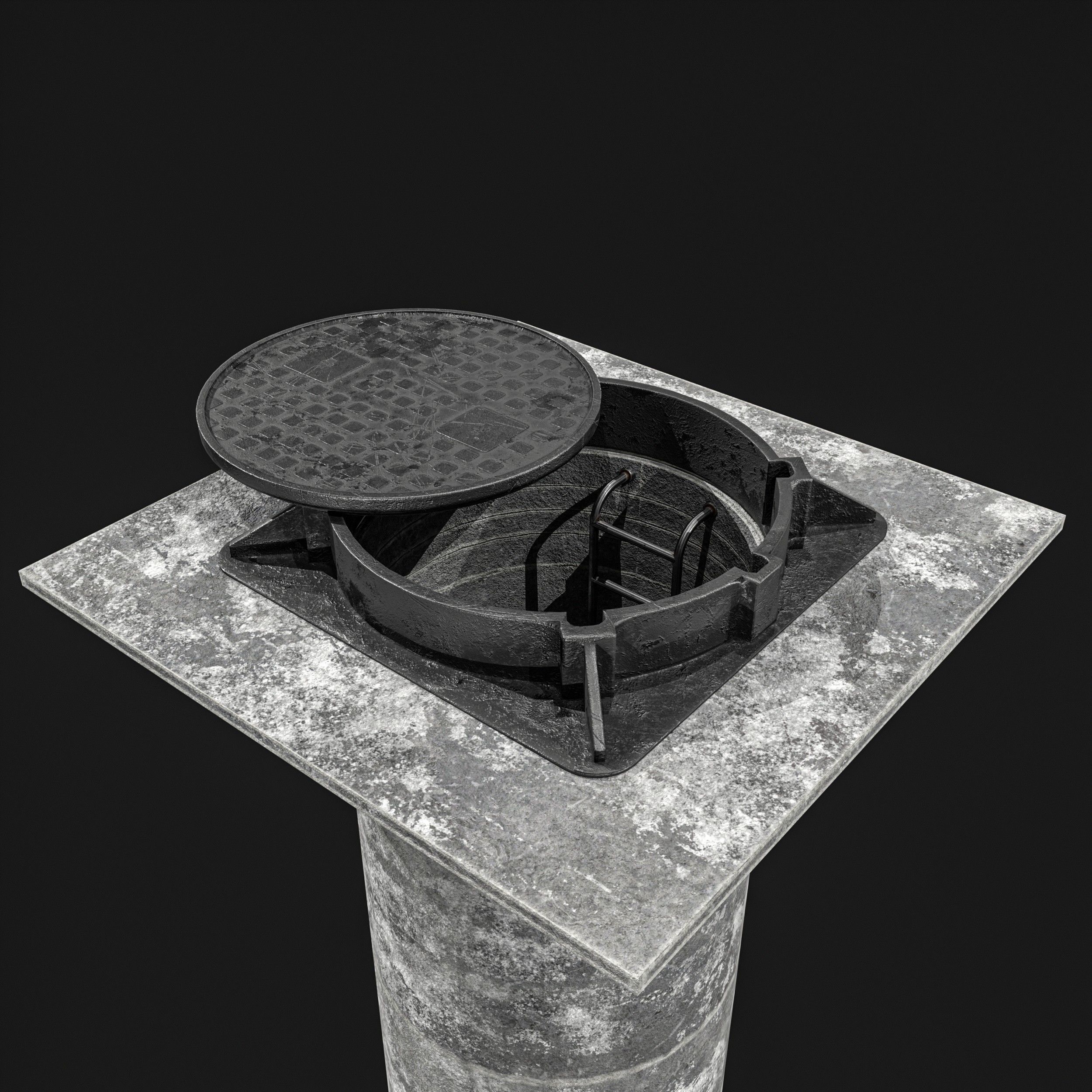 Manhole and Ground Tunnel Low-poly 3D model_4