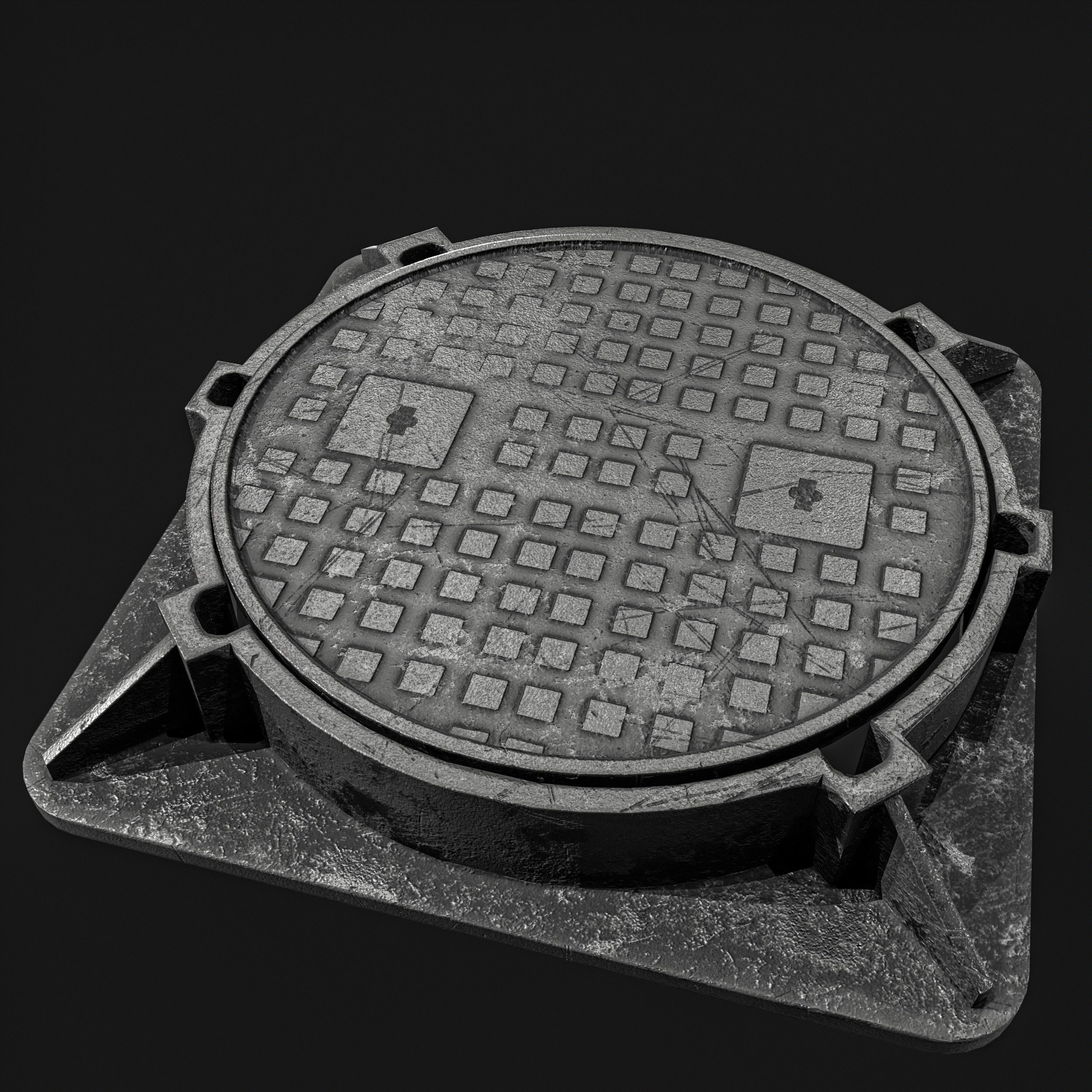 Manhole and Ground Tunnel Low-poly 3D model_17