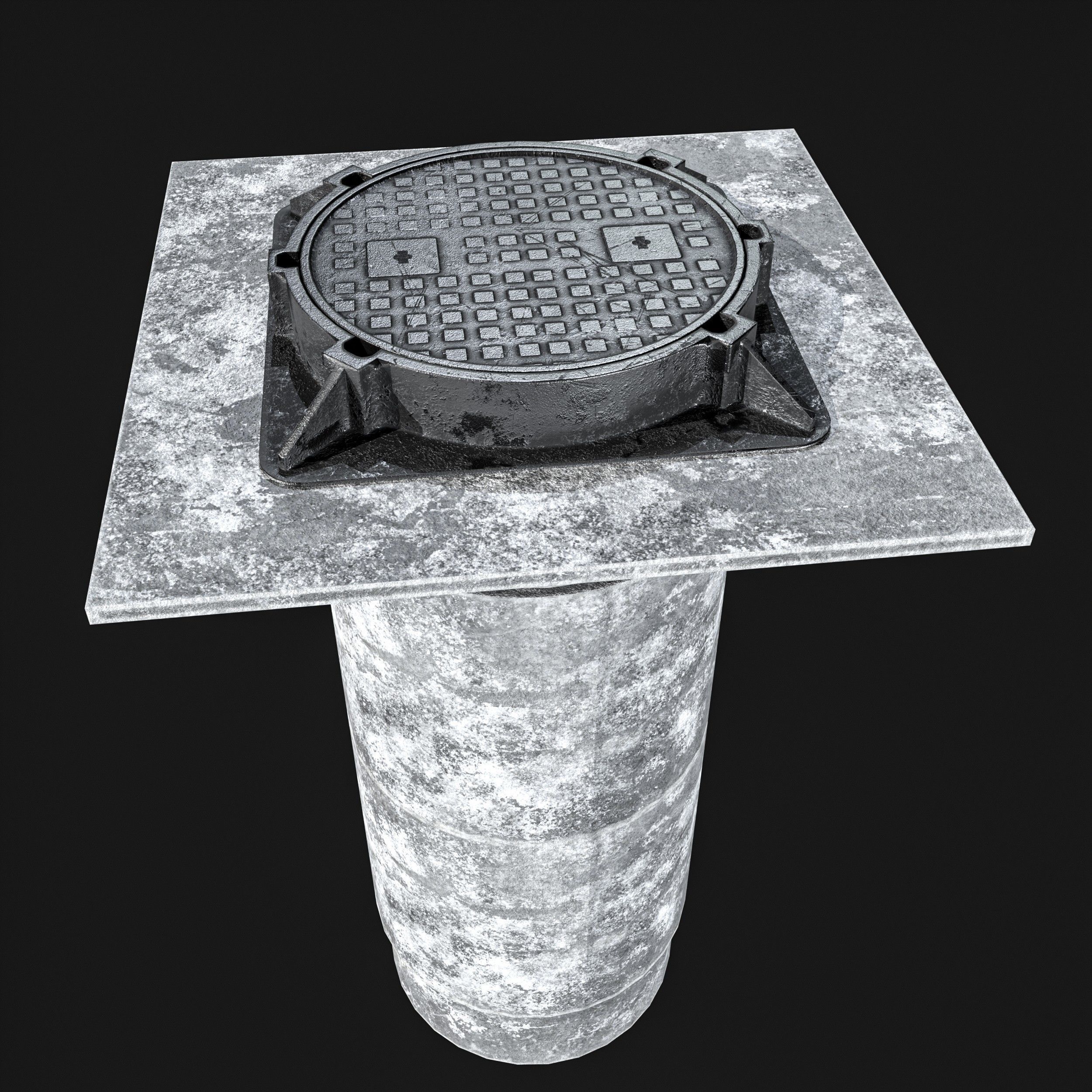 Manhole and Ground Tunnel Low-poly 3D model_14