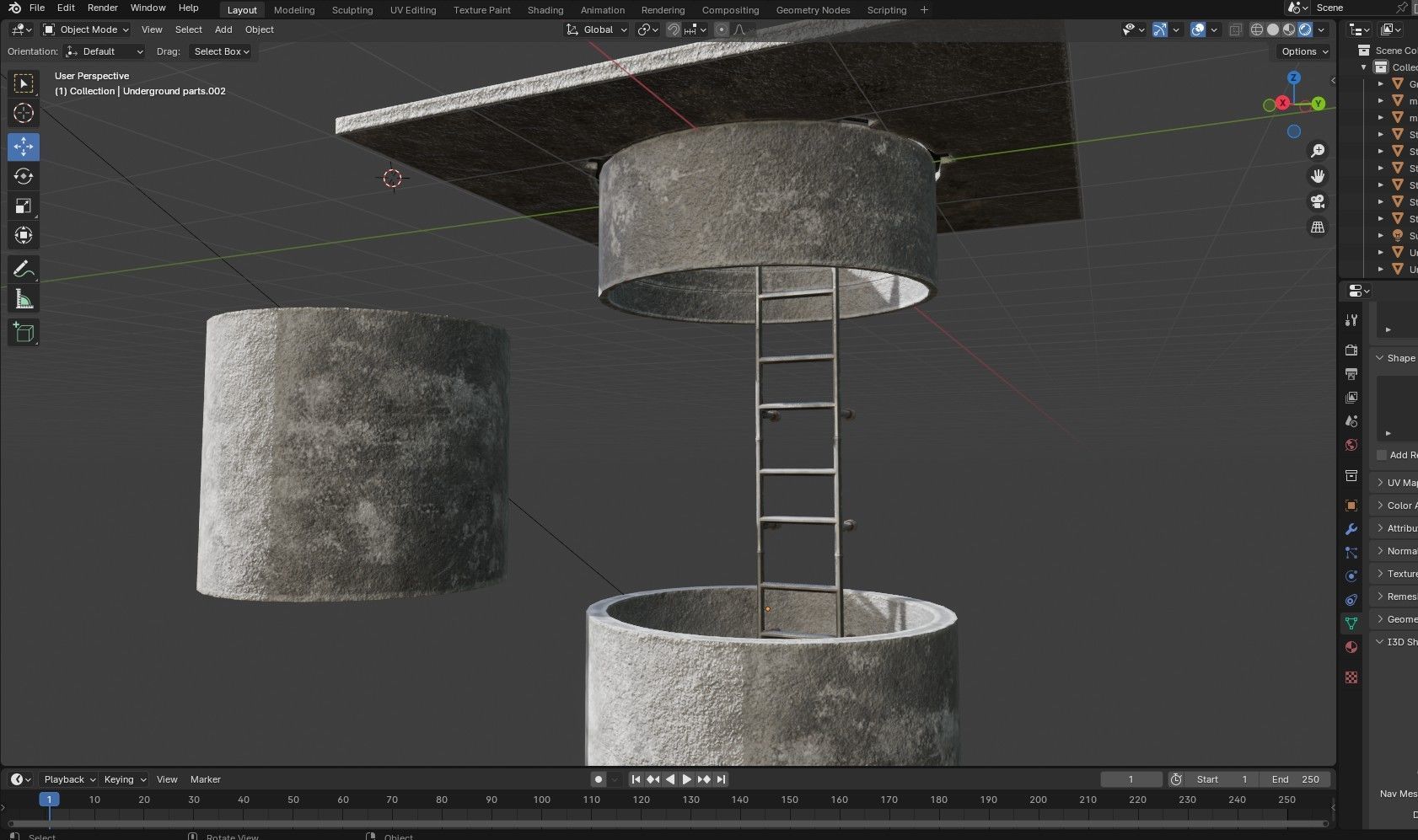 Manhole and Ground Tunnel Low-poly 3D model_22